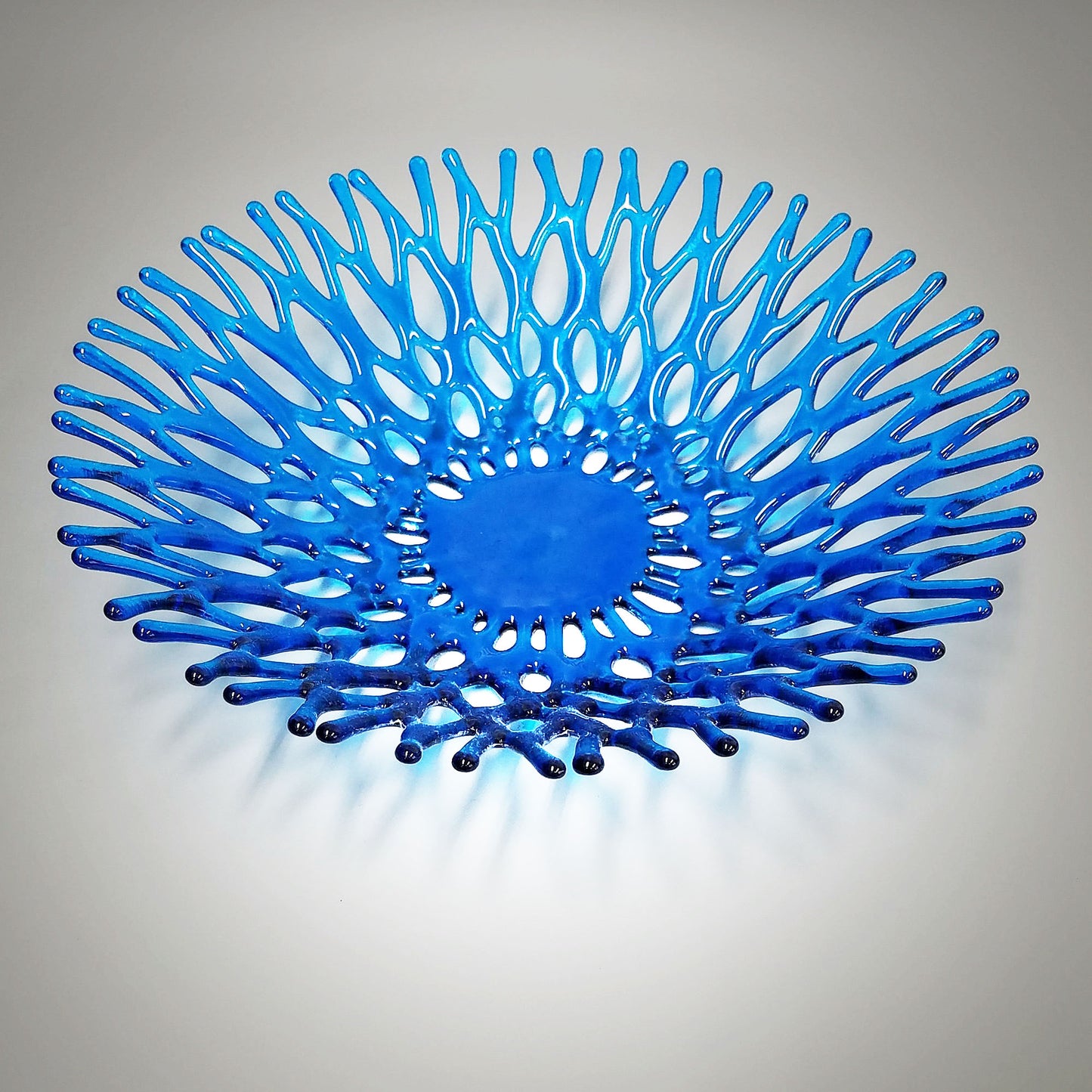 Fused Glass Art Coral Bowl in Turquoise Blue