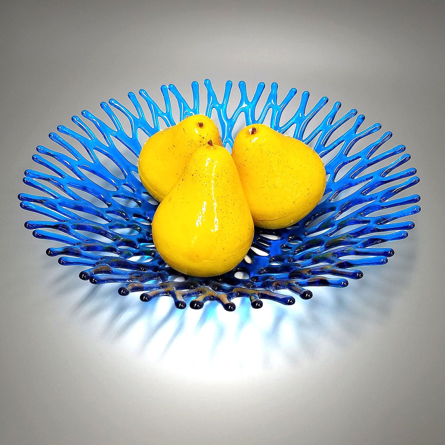Fused Glass Art Coral Bowl in Turquoise Blue