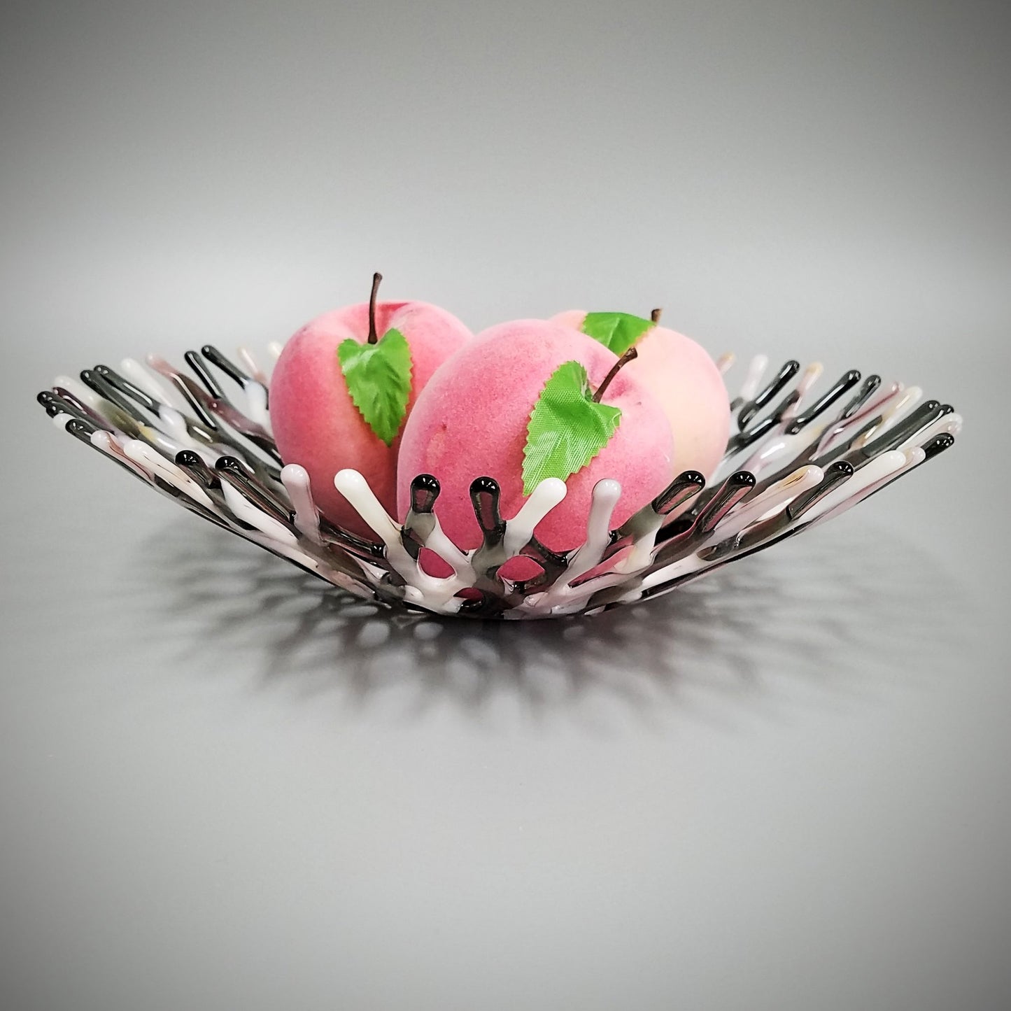 Beach Glass Art Sea Coral Bowl in Seashell Pink and Gray