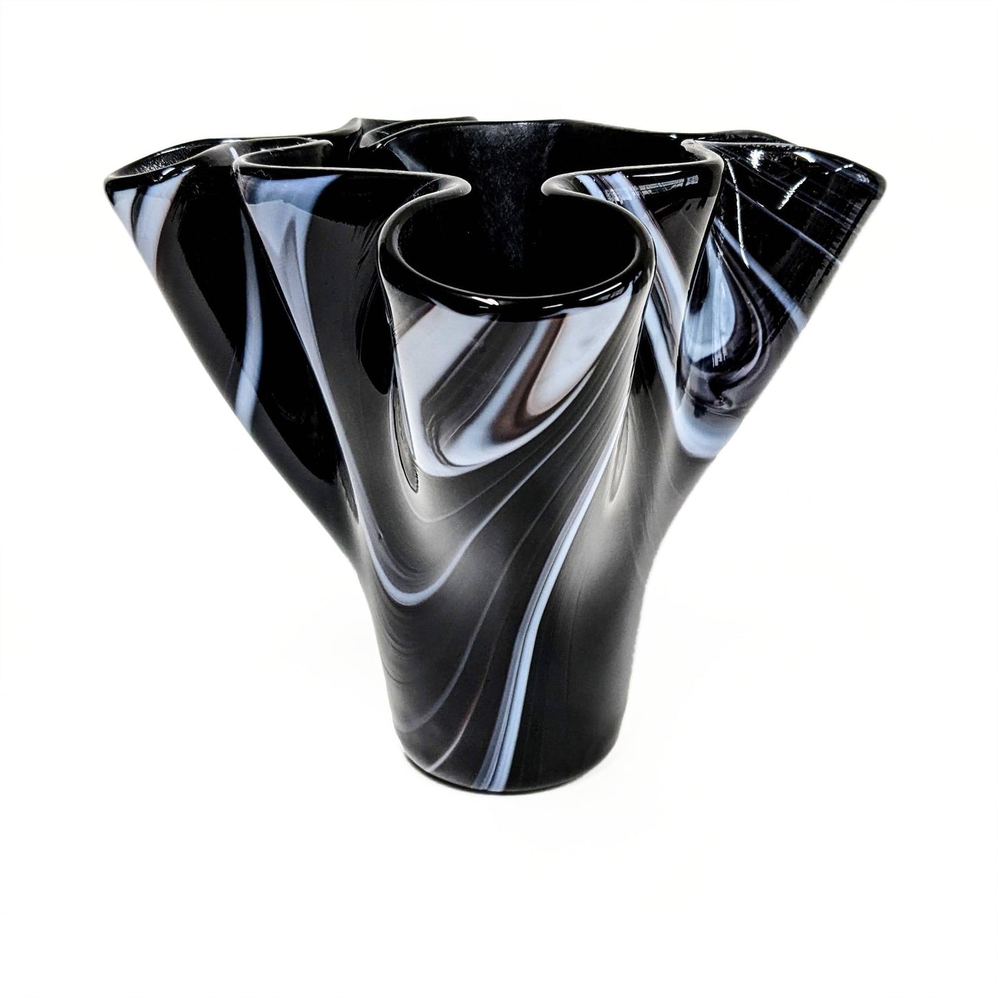 Glass Art Vase in Black and White | Handcrafted Glass Art Décor Gifts