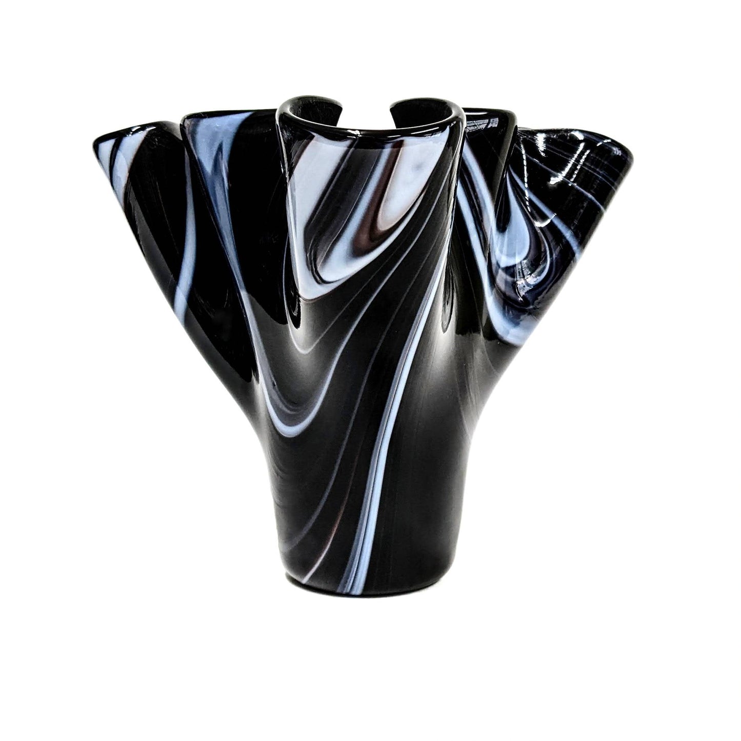 Glass Art Vase in Black and White | Handcrafted Glass Art Décor Gifts