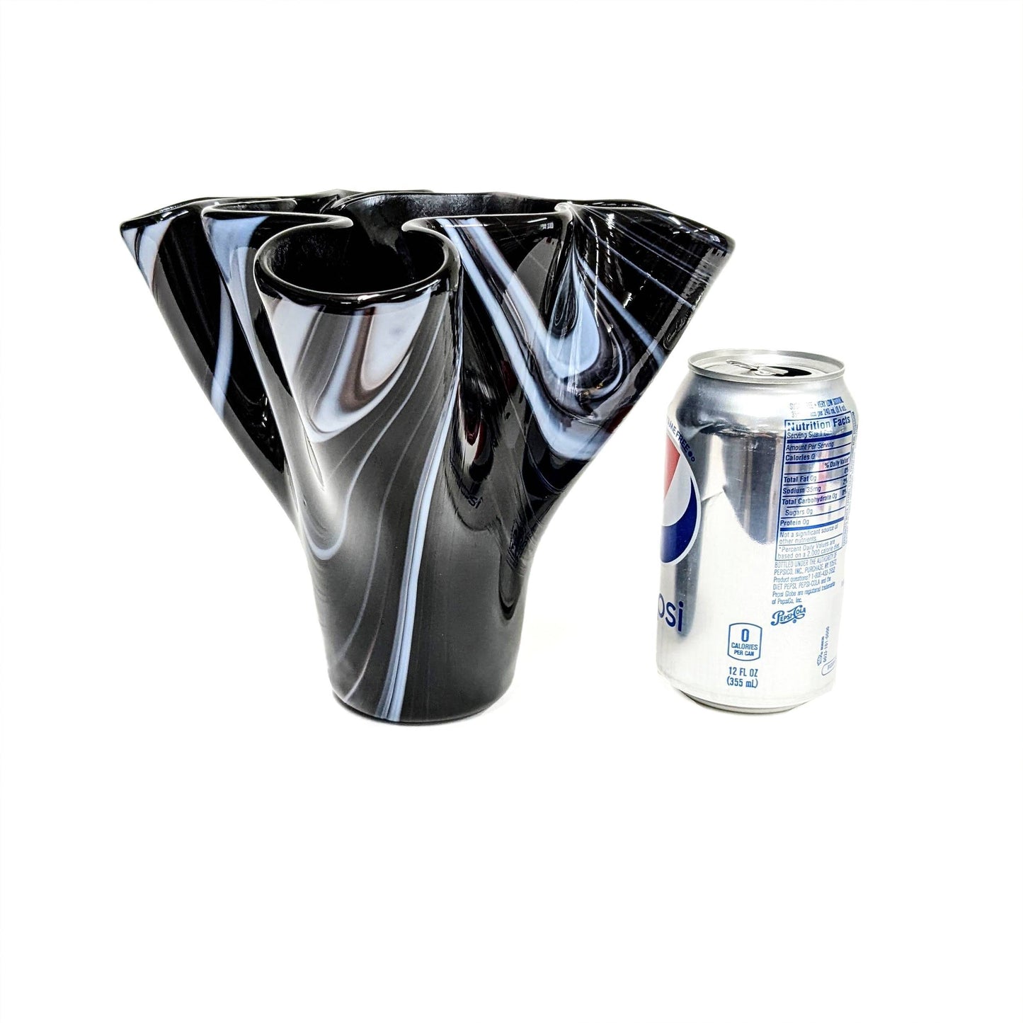 Glass Art Vase in Black and White