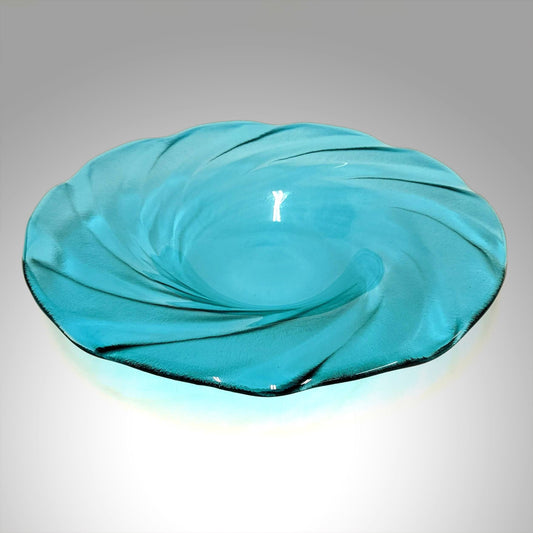 Glass Art Fruit Bowl in Aquamarine Blue Green | Contemporary Glass Art