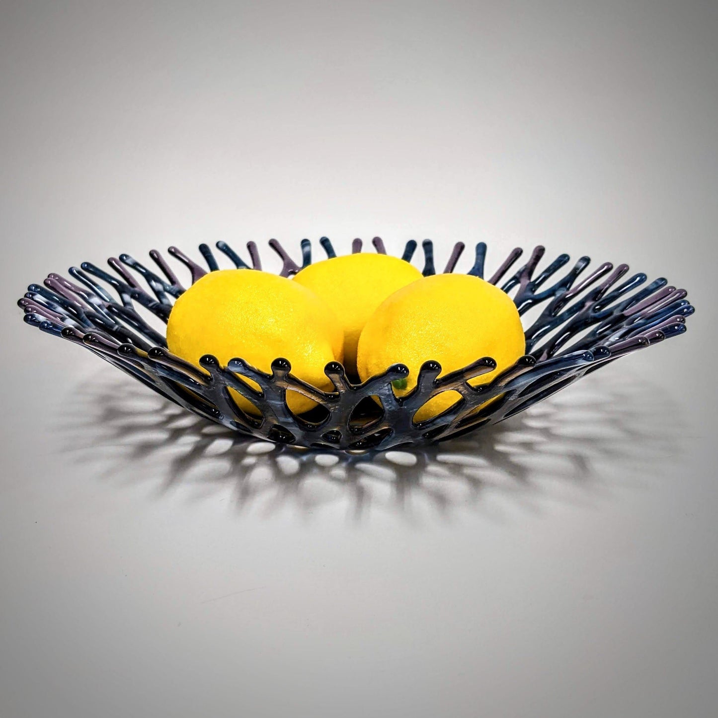 Fused Glass Art Coral Bowl In Dark Blue and Purple