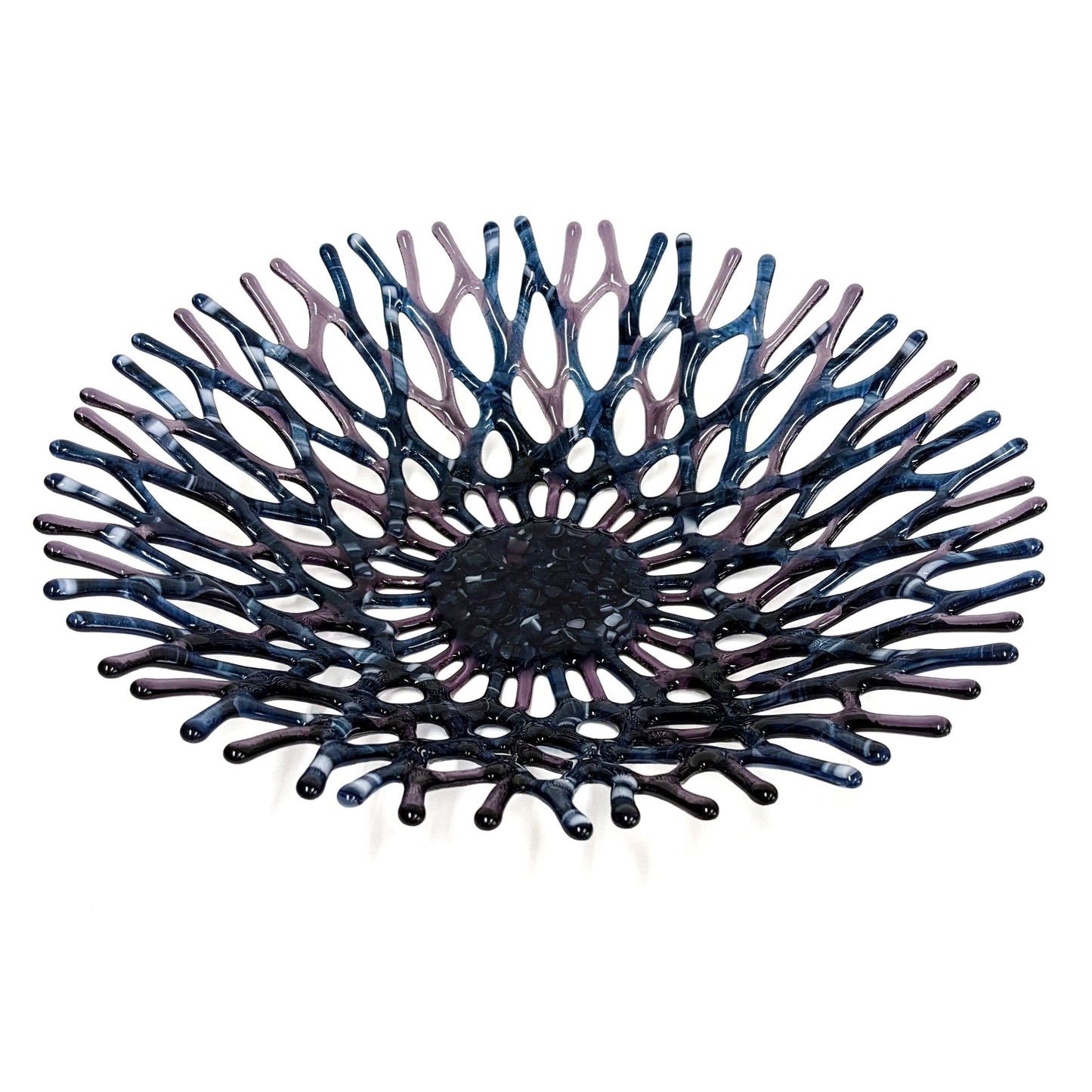 Fused Glass Art Coral Bowl In Dark Blue and Purple