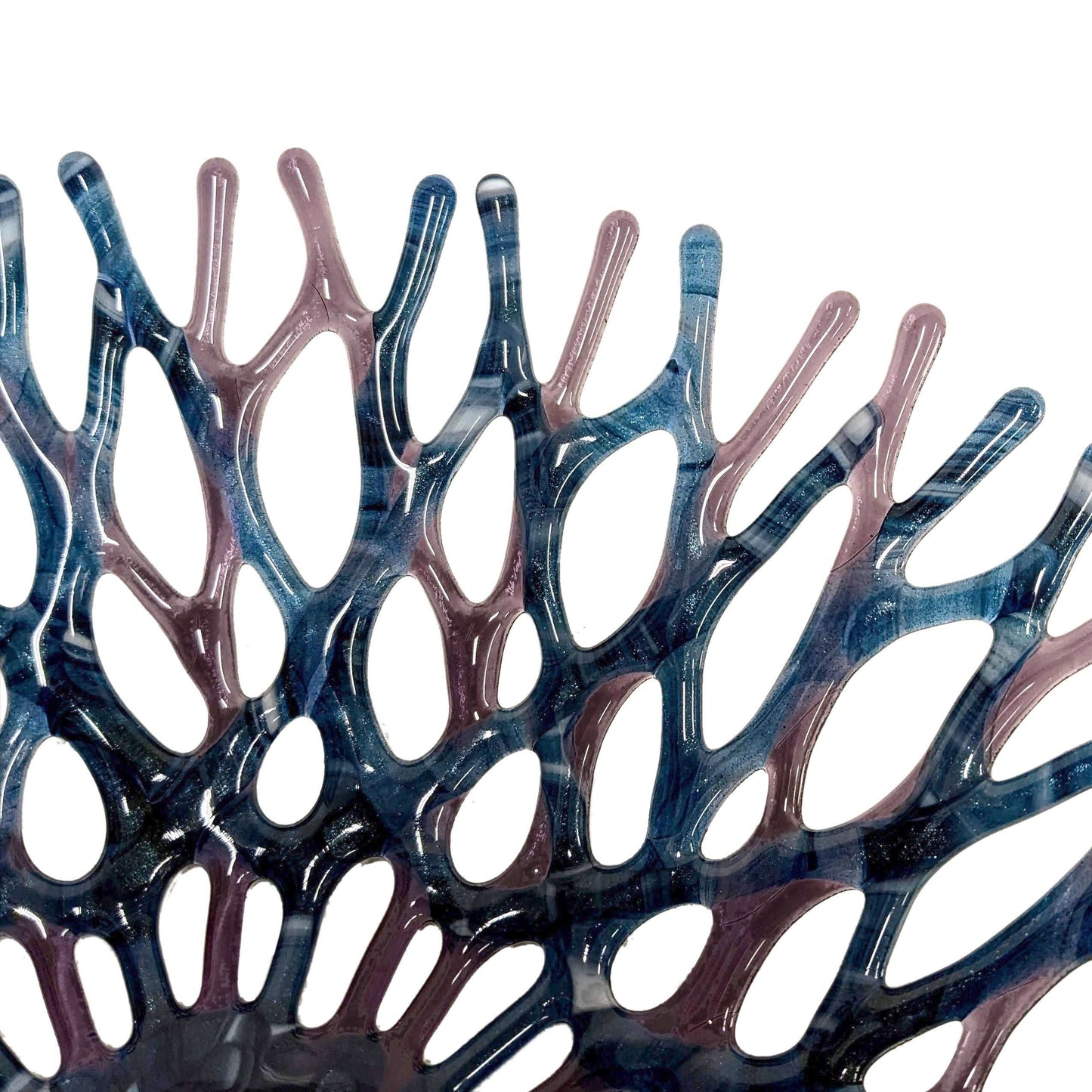 Fused Glass Art Coral Bowl In Dark Blue and Purple
