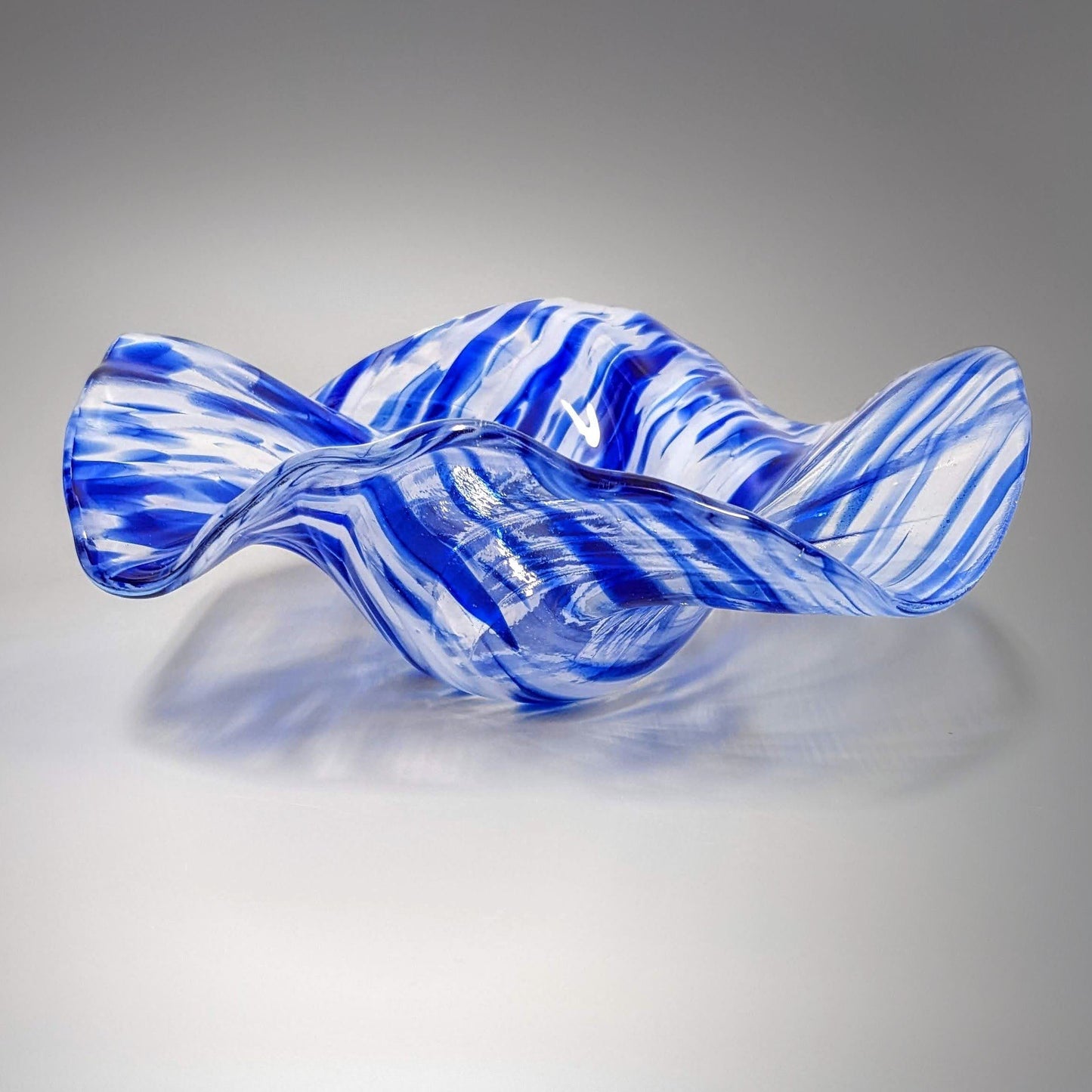 Glass Art Wave Bowl in Royal Blue