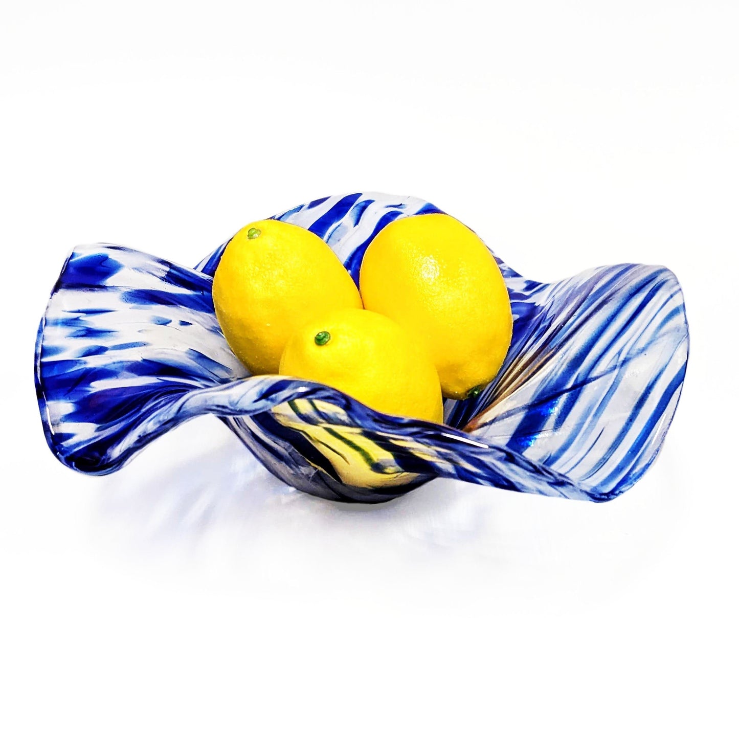 Glass Art Wave Bowl in Royal Blue