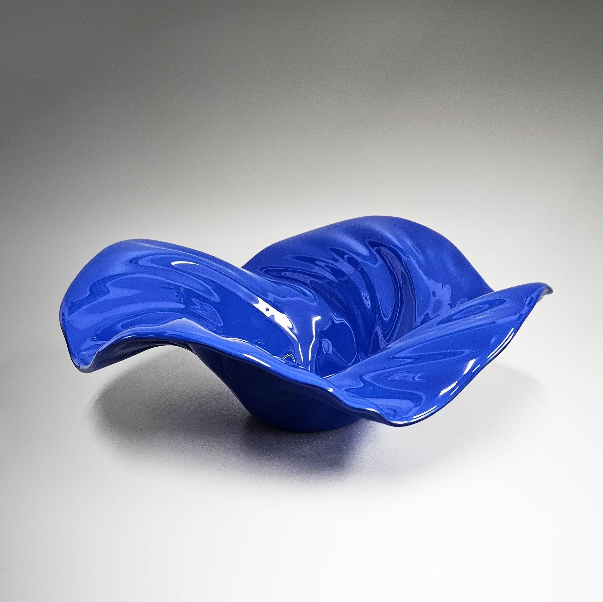 Glass Art Wave Bowl in Deep Royal Blue | One of a Kind Gift Ideas