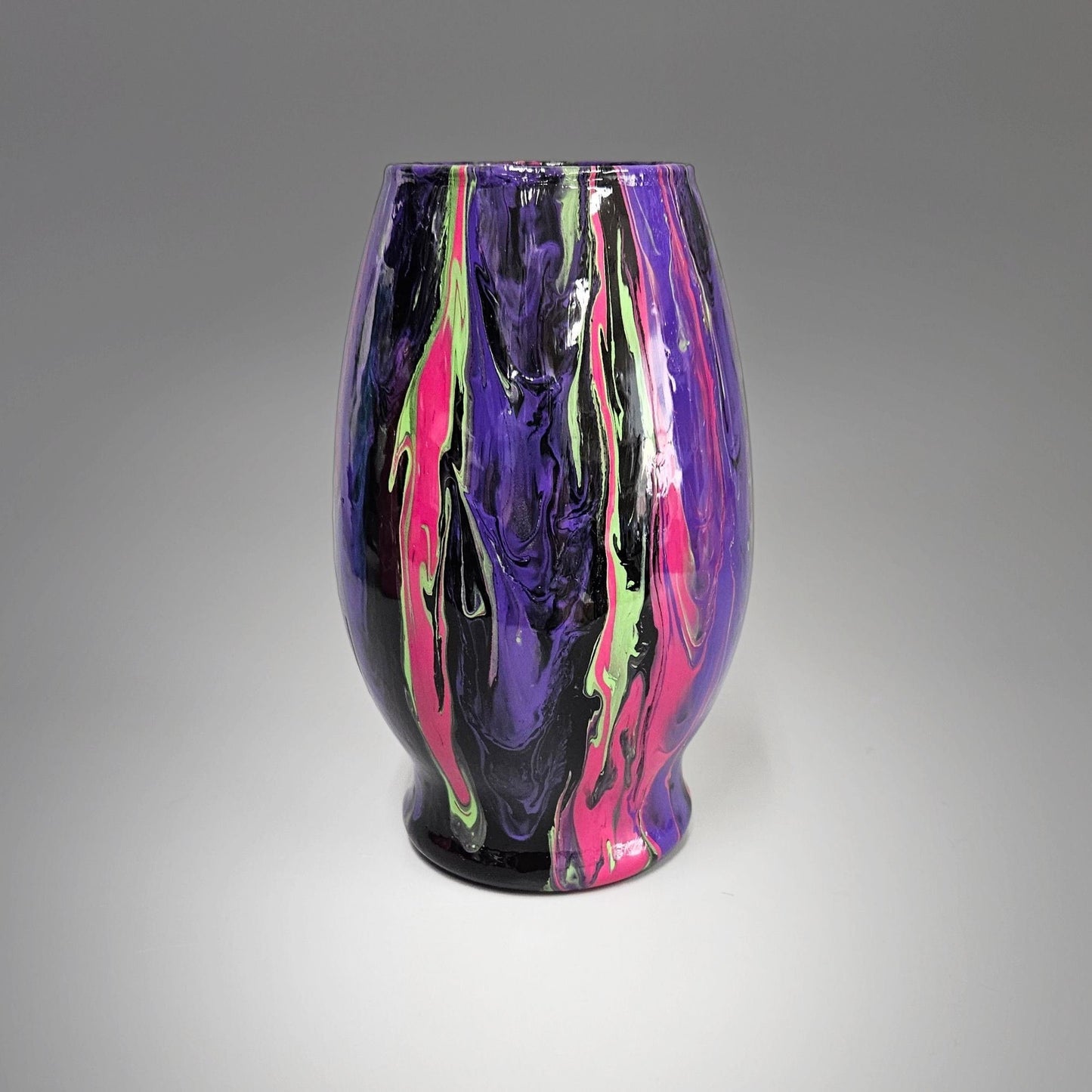 Glass Art Painted Vases in Blue Pink or Purple