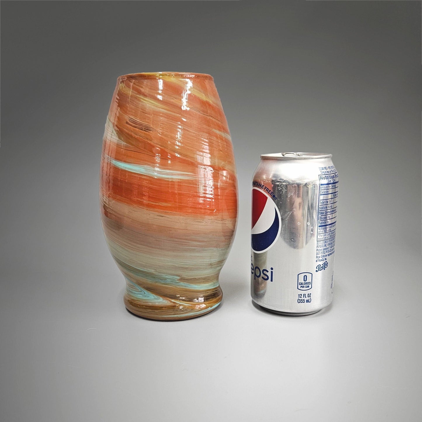 Fluid Art Painted Glass Vase in Terra Cotta