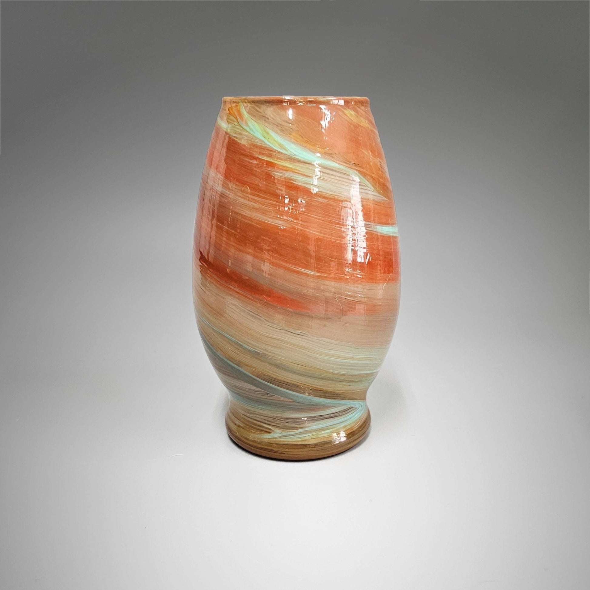 Fluid Art Painted Glass Vase in Terra Cotta | Unique Glass Art Gifts