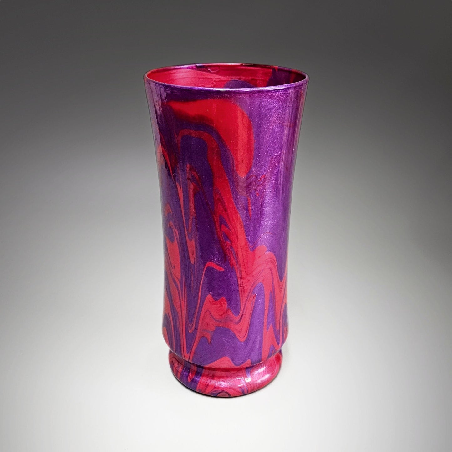 Painted Glass Vase in Purple and Rose Red
