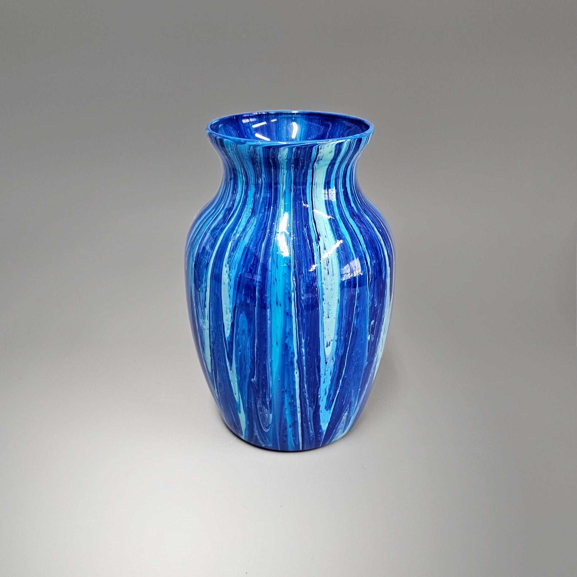 Fluid Art Glass Vase in Turquoise Blue Cobalt Aqua | Abstract Blue Vas…
