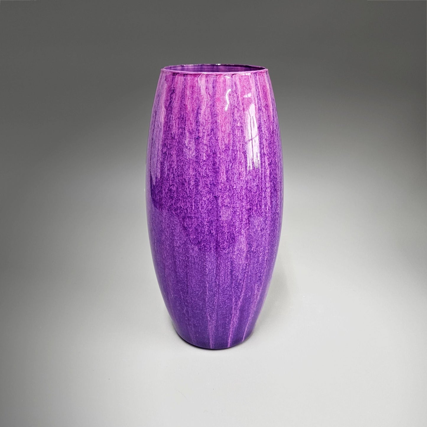 Tall Glass Vase in Purple Fuchsia and Pink