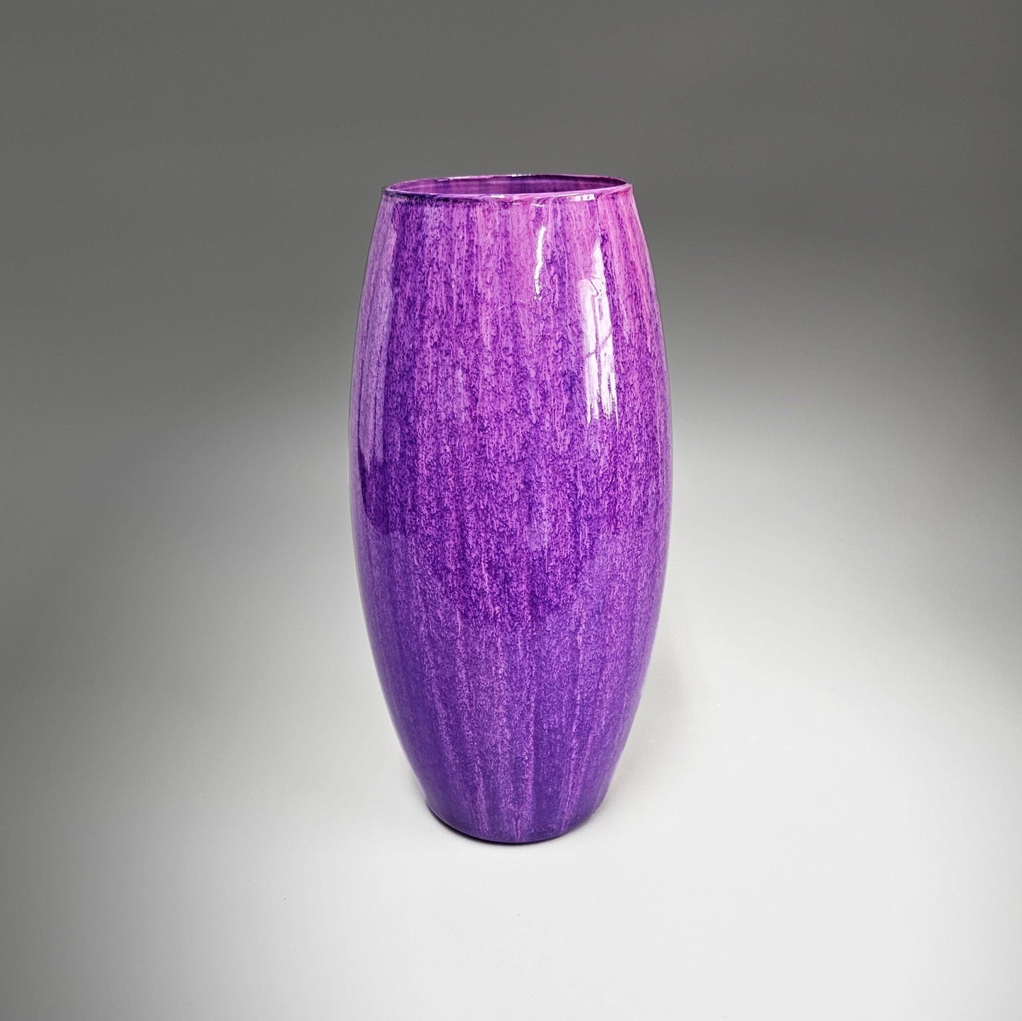 Tall Glass Vase in Purple Fuchsia and Pink