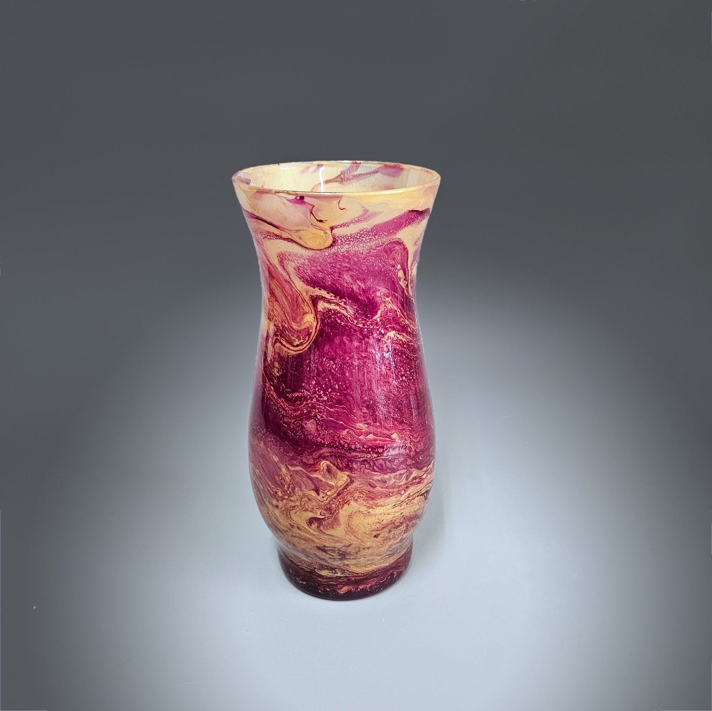 Glass Art Painted Vase in Purple and Gold