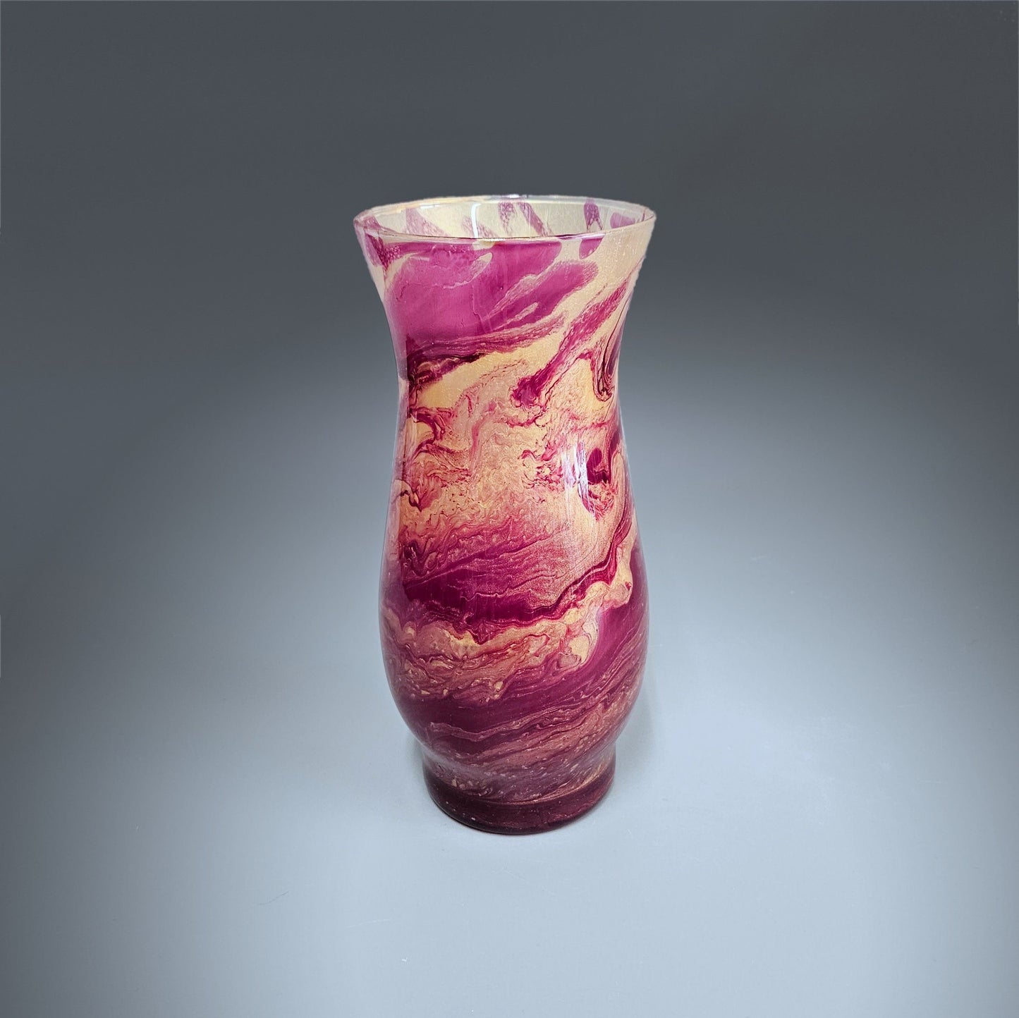 Glass Art Painted Vase in Purple and Gold