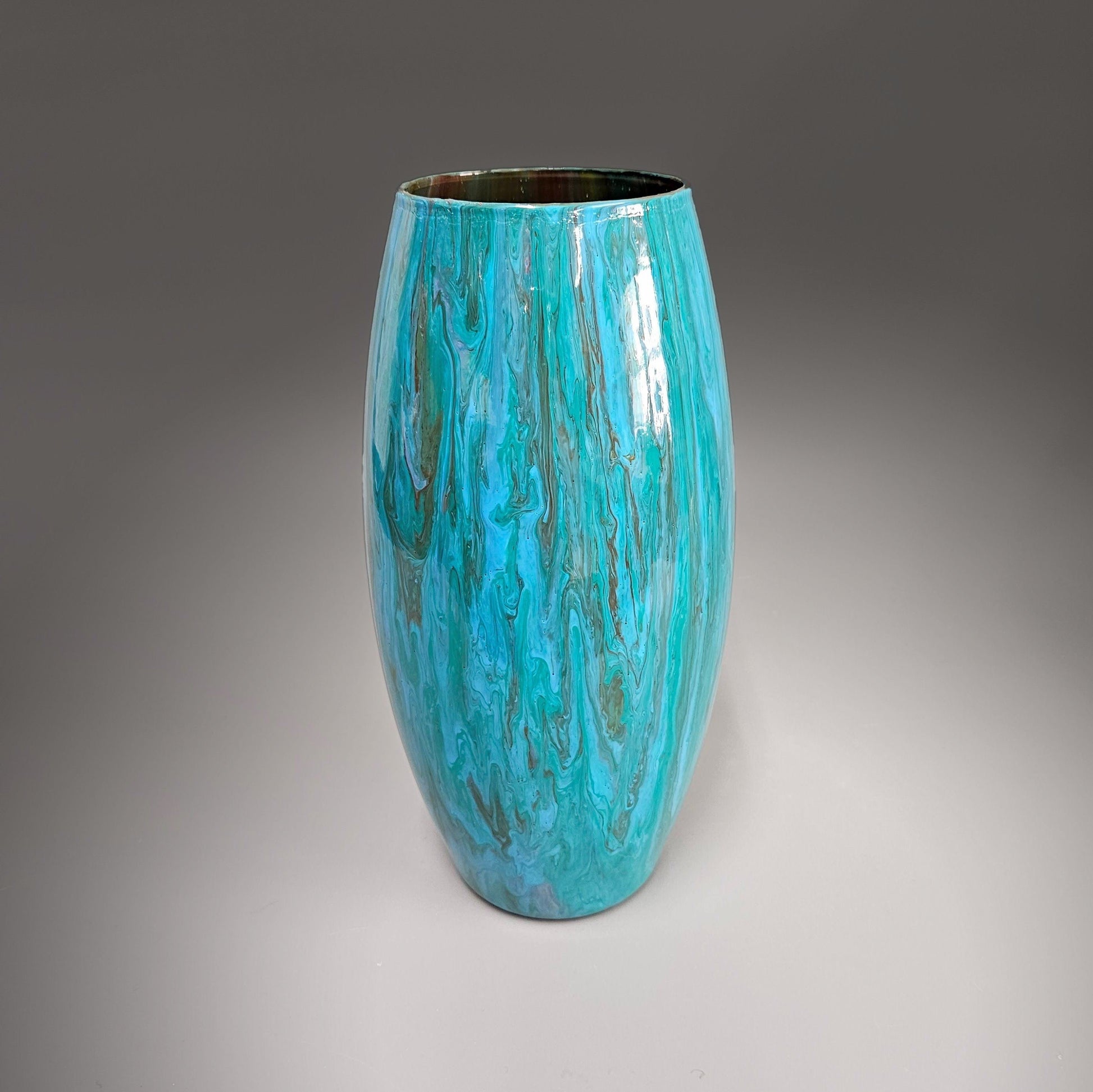 Glass Art Painted Vase in Teal Aqua Orange | Thoughtful Gift Ideas