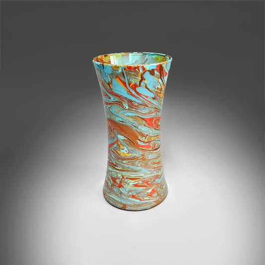 Abstract Painted Vase in Southwest Colors | 8 Inch Tall Fluid Art Flower Vase | Contemporary Home Décor | Unique Acrylic Pour Gift Ideas
