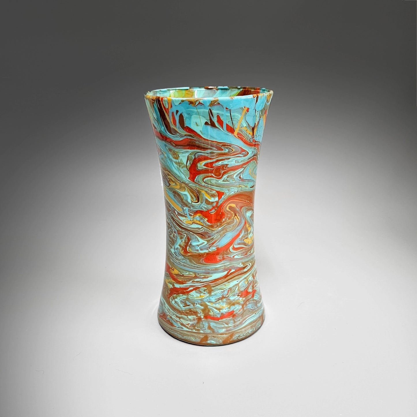 Abstract Painted Glass Vase in Southwest Colors