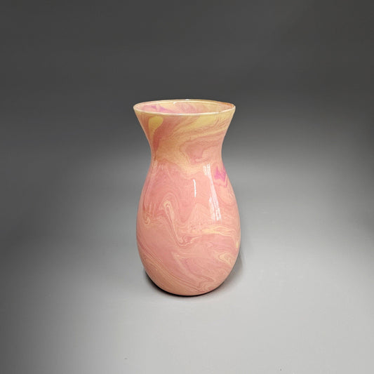 Glass Art Painted Vase in Peach Pink Yellow | Fluid Art Resin Gifts