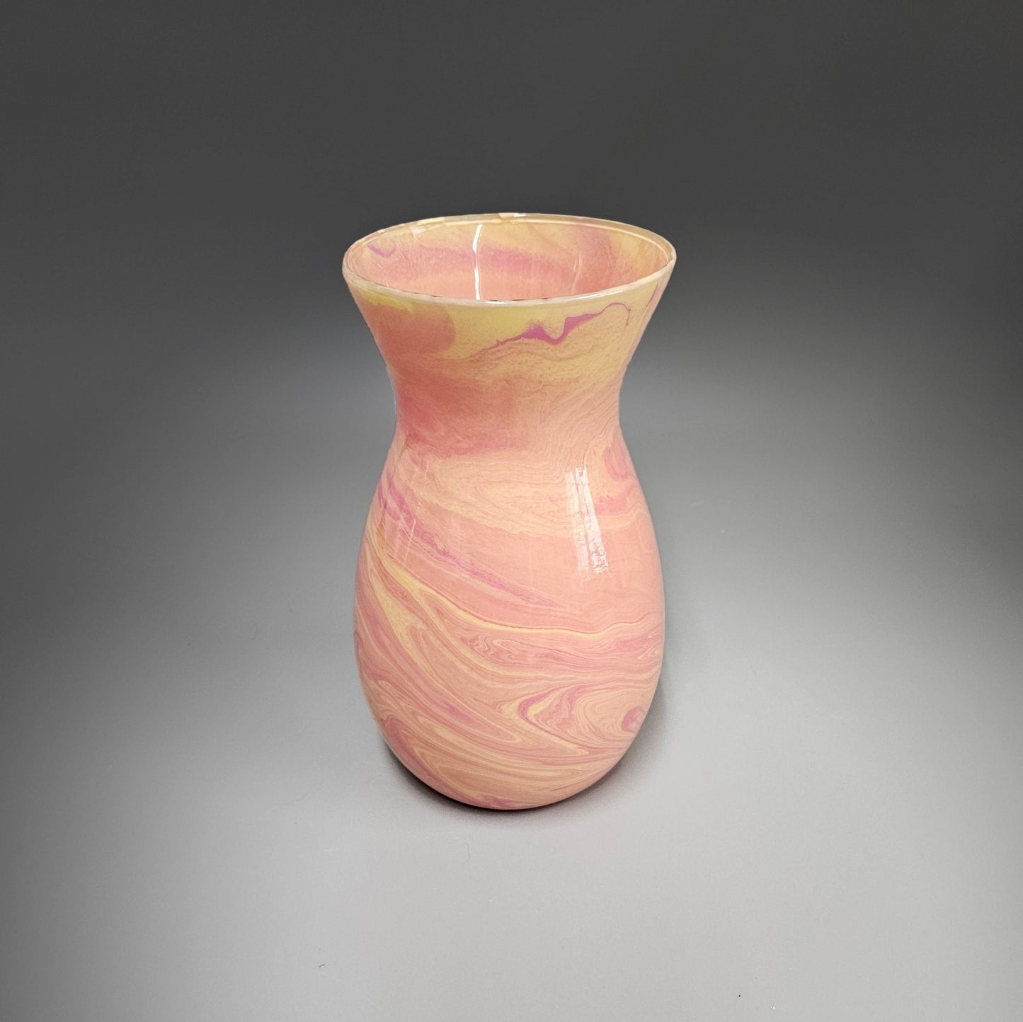 Glass Art Painted Vase in Orange Pink Yellow