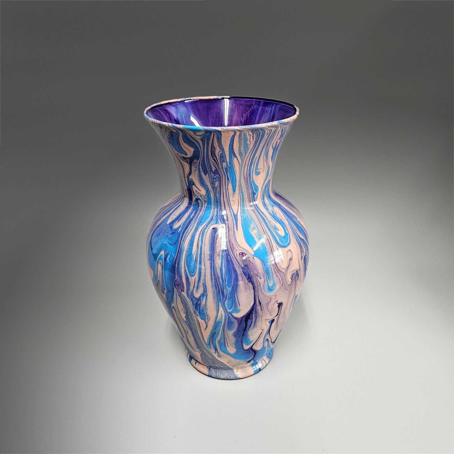 Glass Art Painted Vase in Blue, Purple and Pastel Peach | Gift Ideas