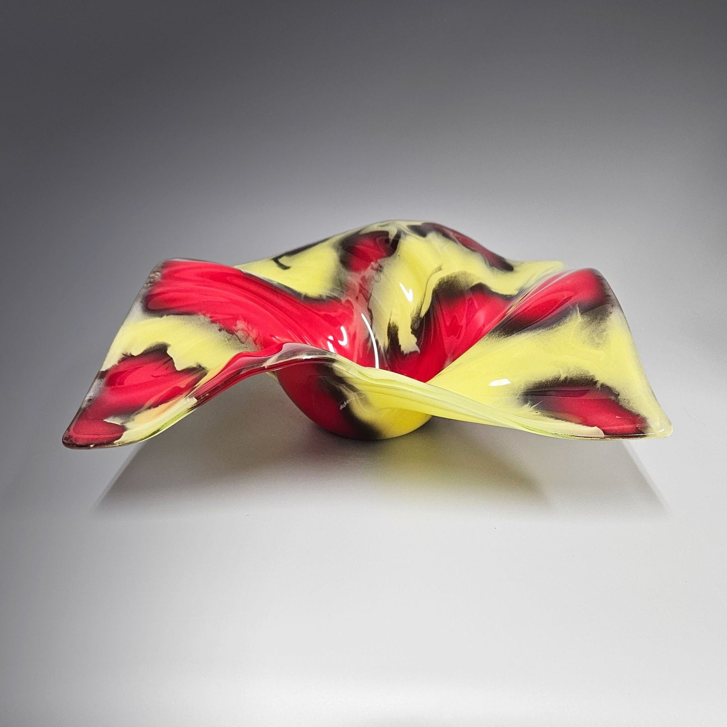 Glass Art Wave Bowl in Red Yellow Black | Modern Home Décor Gifts