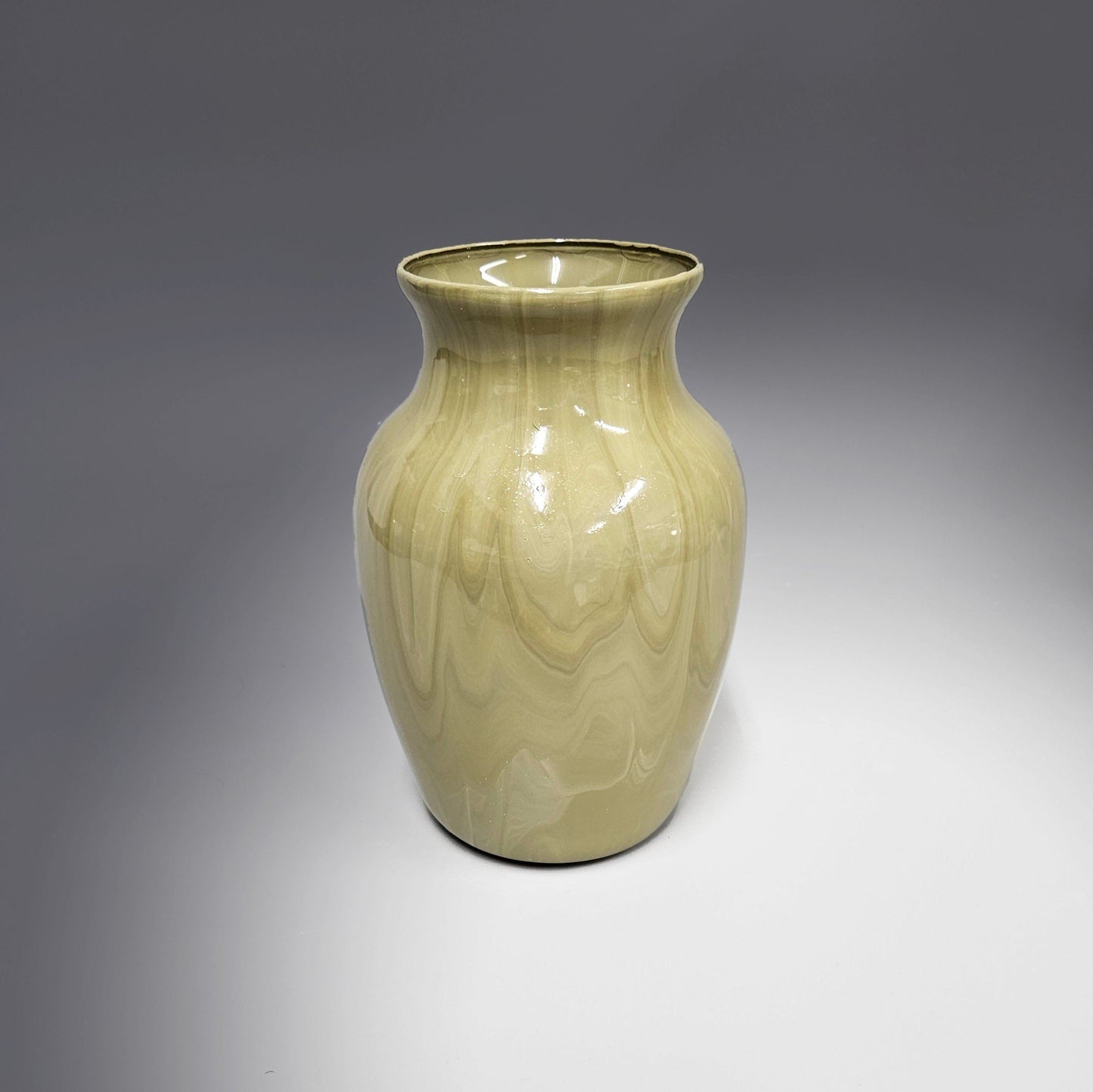 Fluid Art Vase in Beige Tan and Gray