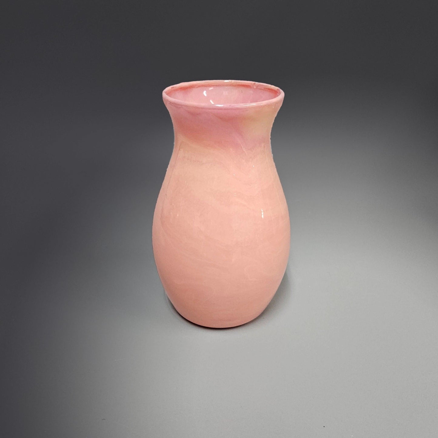 Fluid Art Painted Glass Vase in Peach Pink Yellow