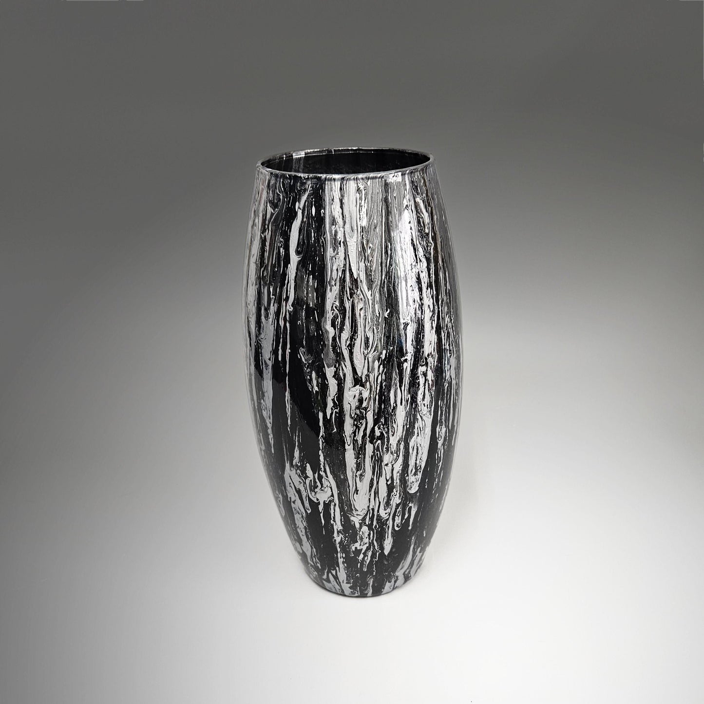 Abstract Black and Gold or Silver Glass Vase
