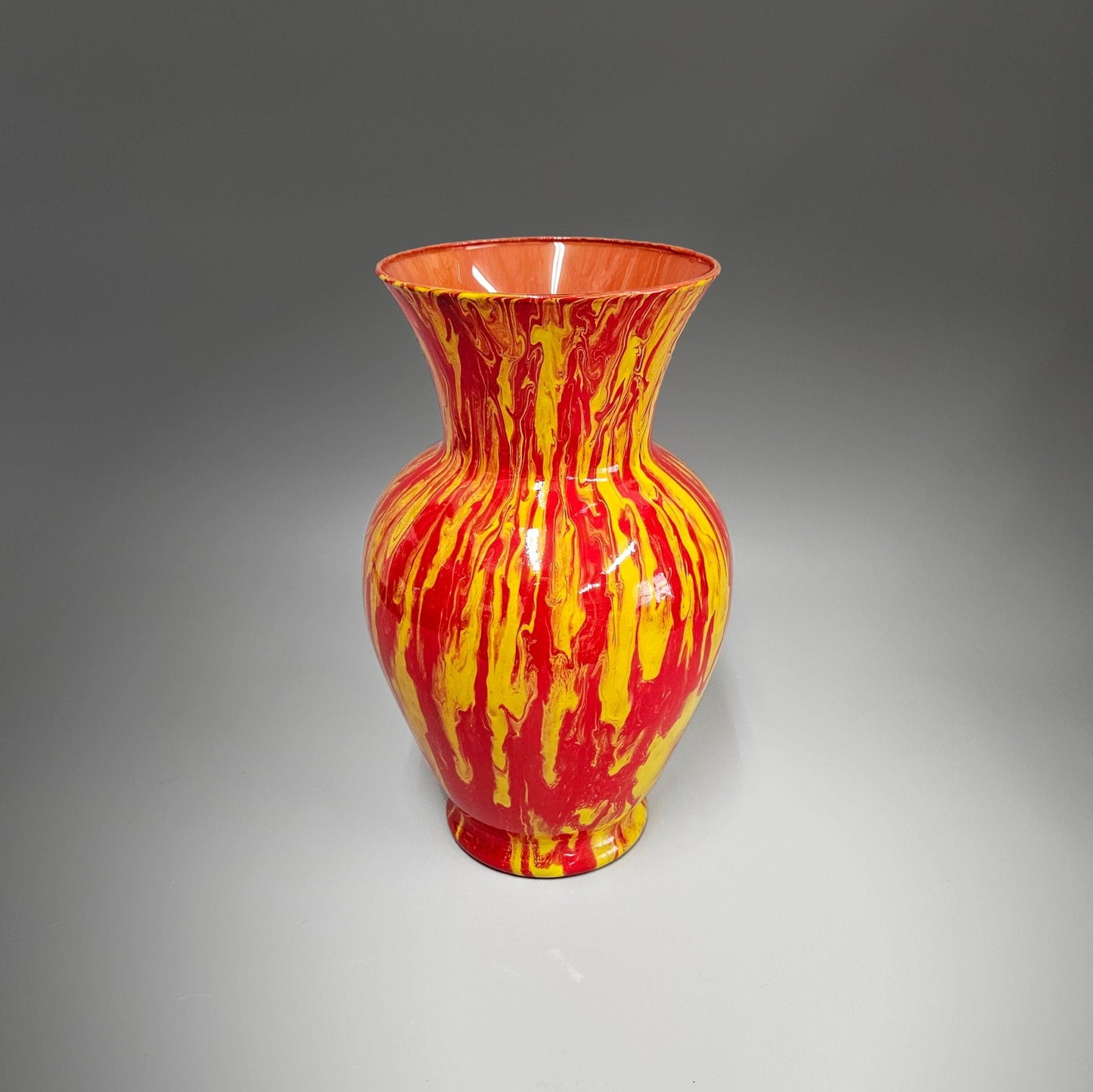 Red Yellow Orange Abstract Tall Glass Vase