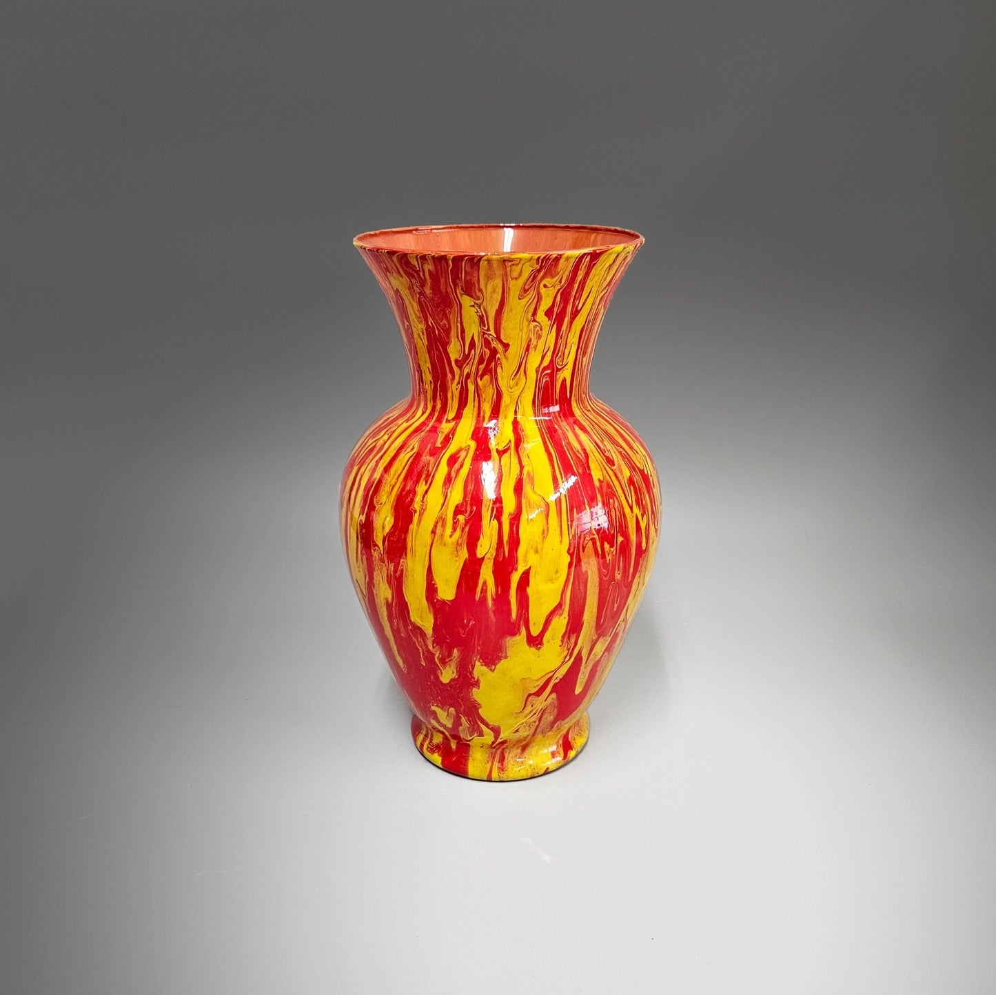Red Yellow Orange Abstract Tall Glass Vase