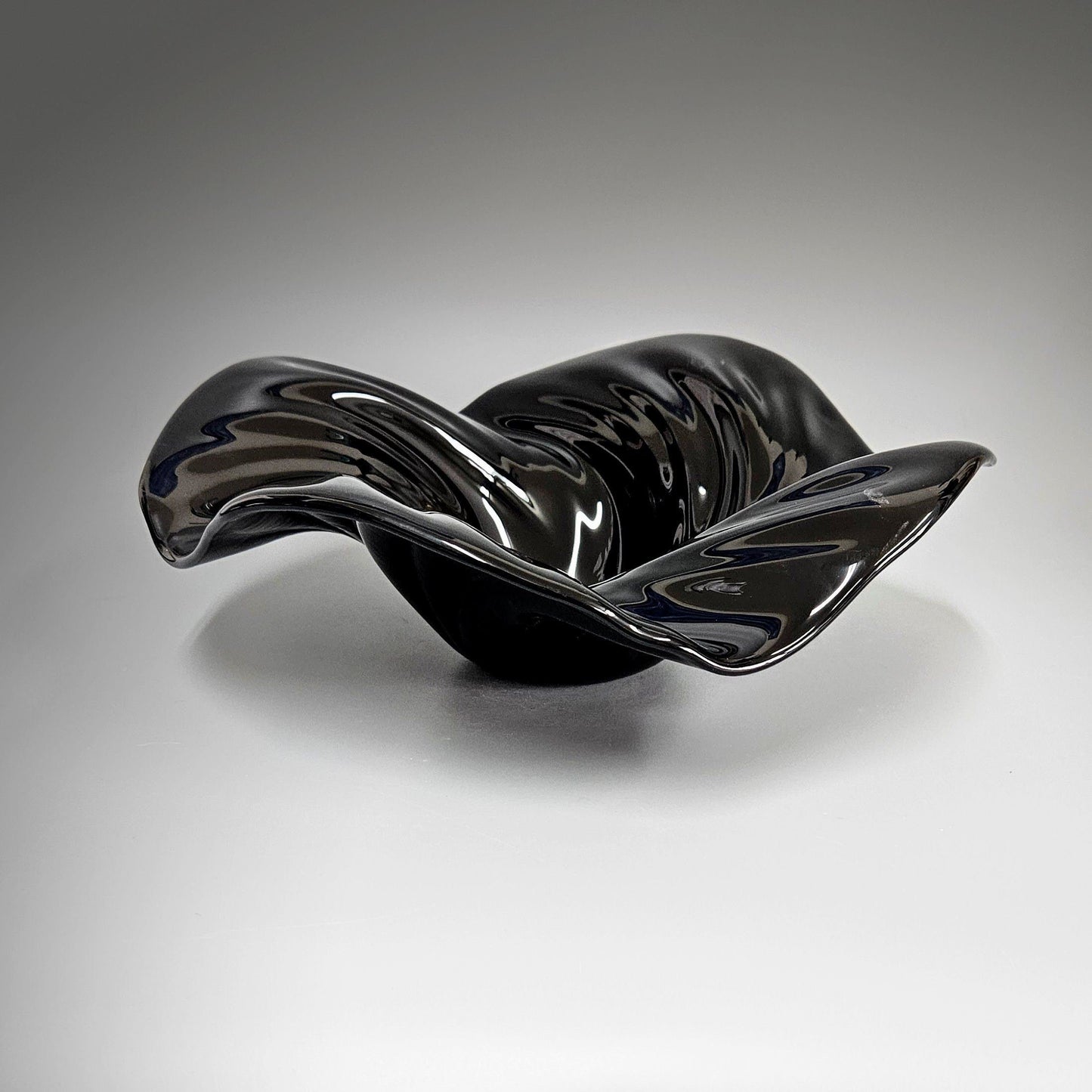 Black Glass Art Wave Bowl | Unique Handcrafted Home Décor Gift Ideas