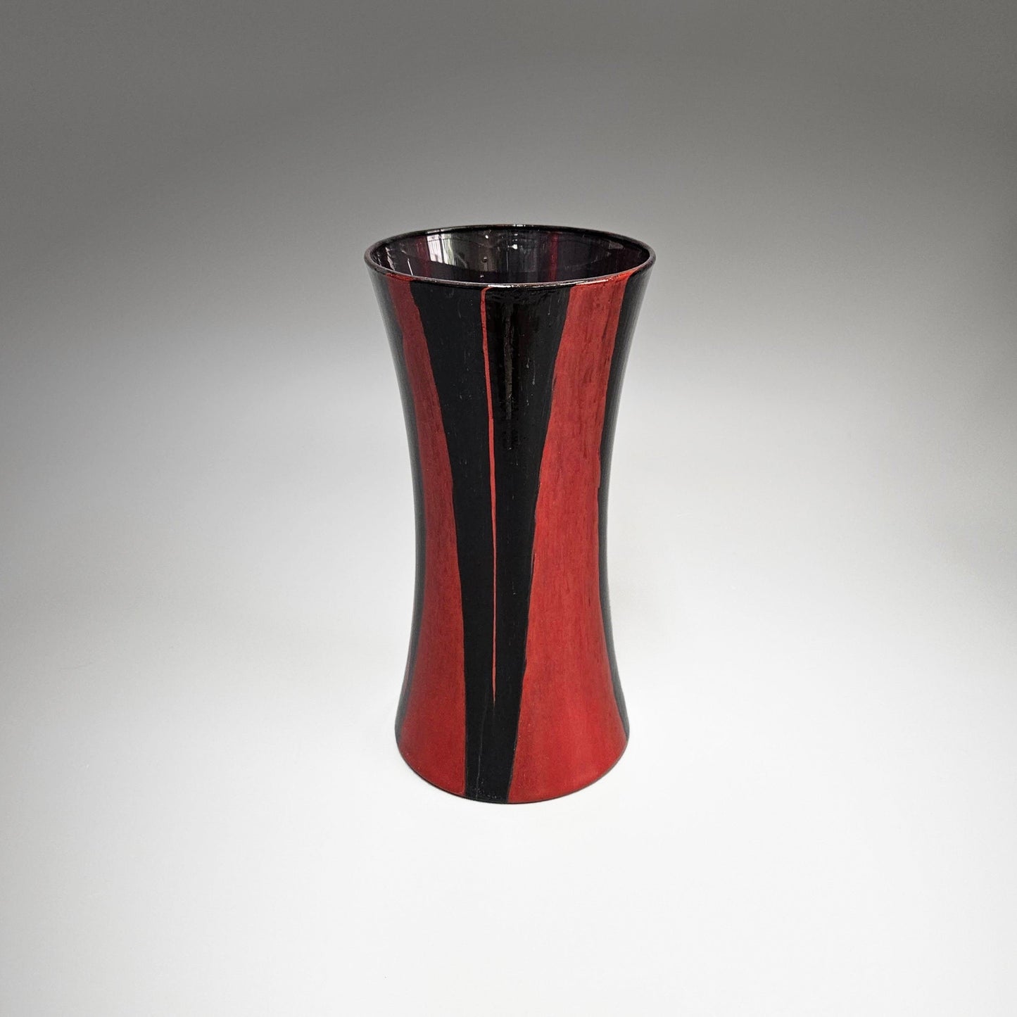Abstract Fluid Art Glass Vase in Red Black | Modern Tall Flower Vase