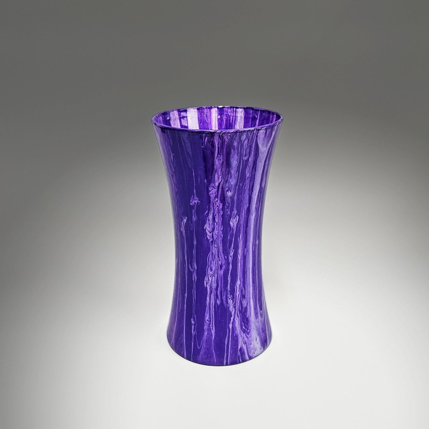 Fluid Art Glass Vase in Purple and Pearl White