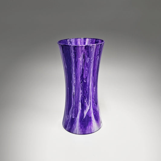 Fluid Art Glass Vase in Purple and Pearl White | Housewarming Gifts