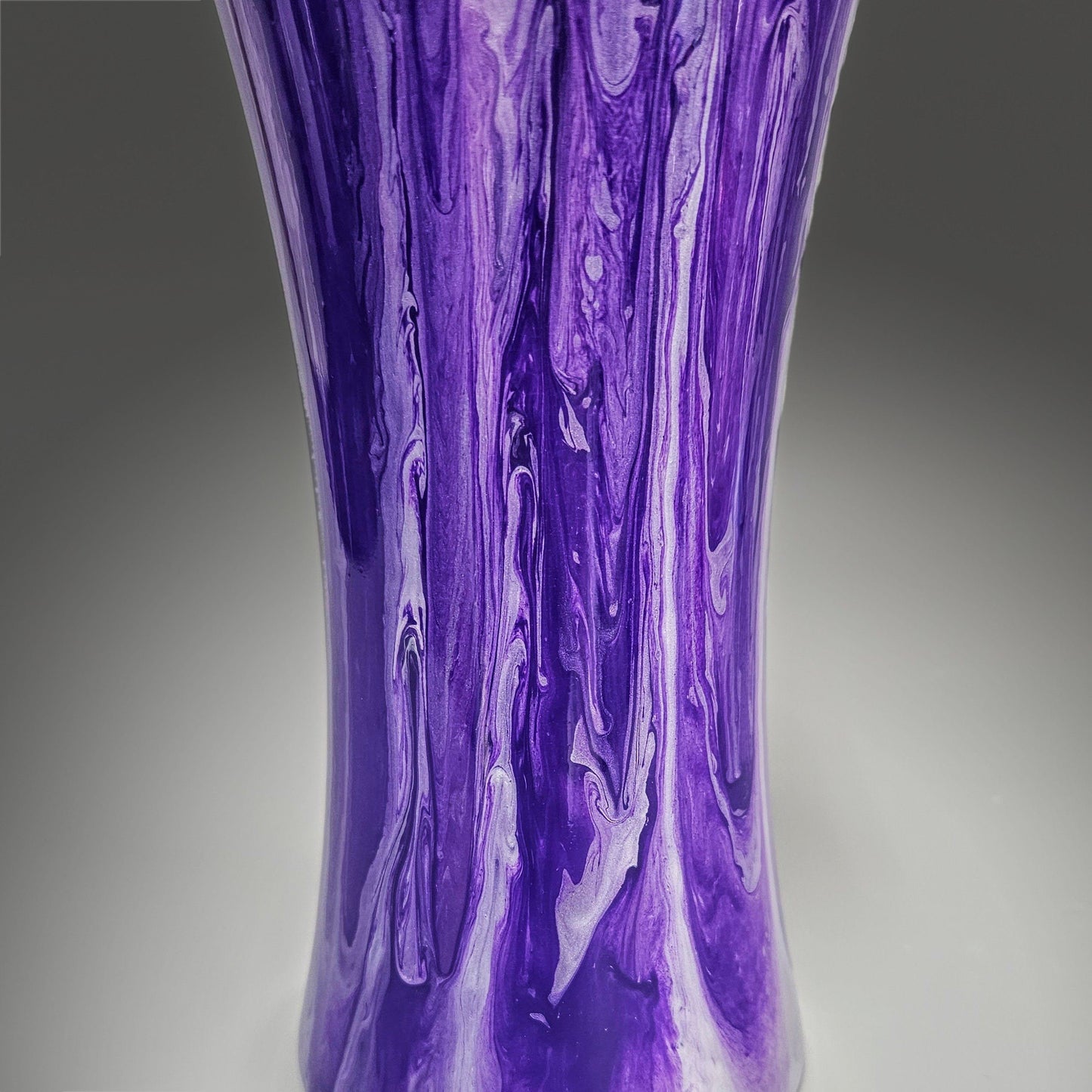 Fluid Art Glass Vase in Purple and Pearl White
