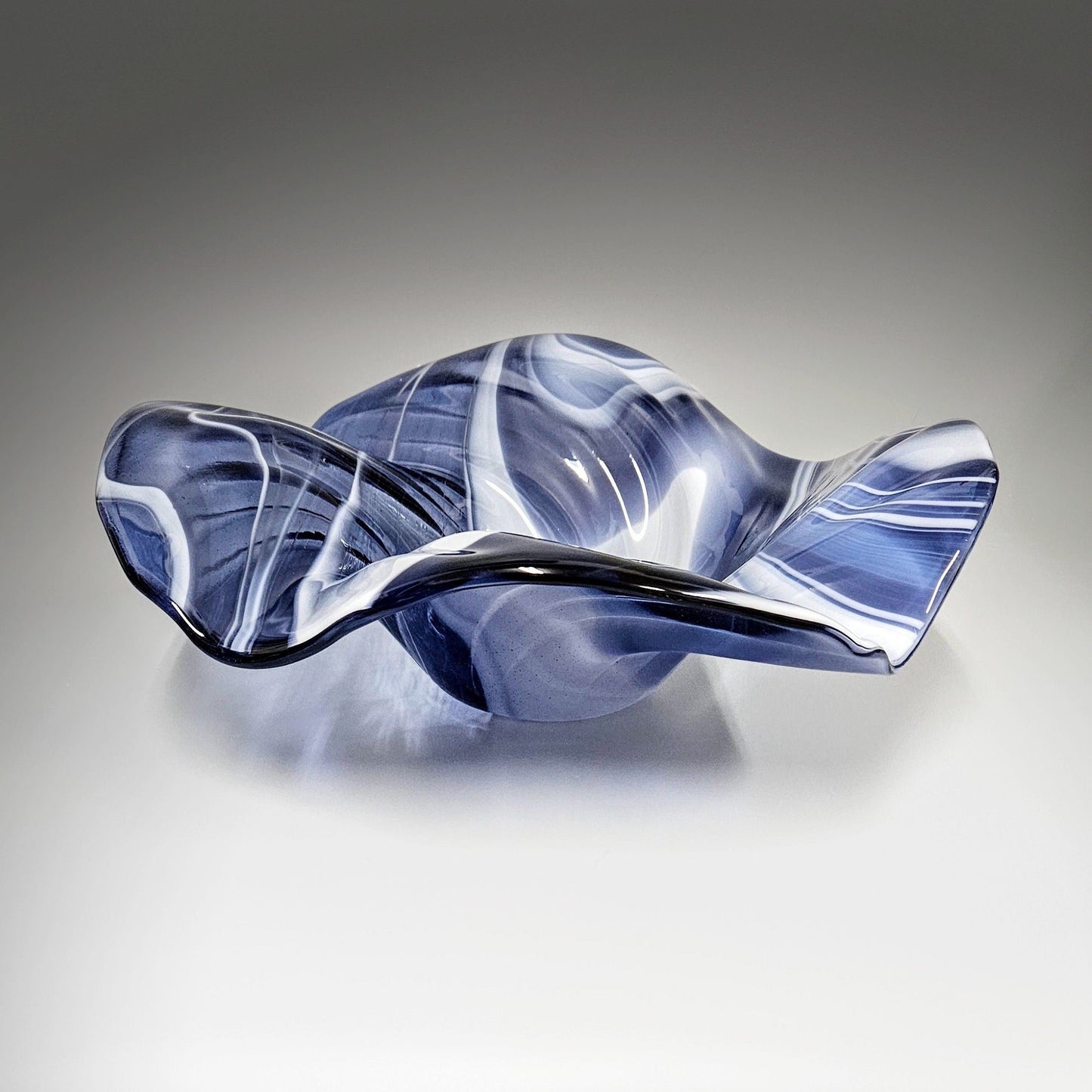 Glass Art Wave Bowl in Purple and White