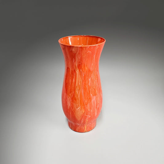 Glass Art Vase in Orange Peach Gold and Bronze | Fluid Art Gift Ideas