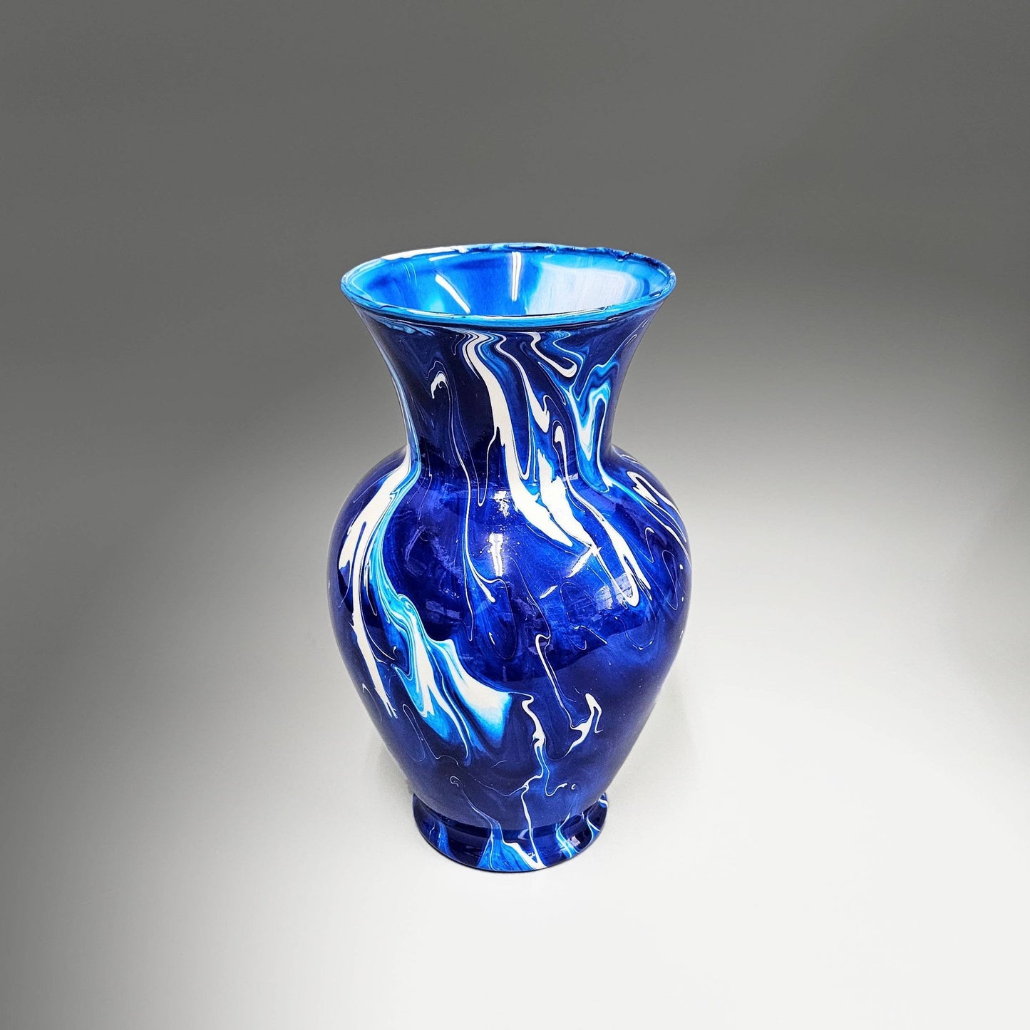 Electric Blue and White Glass Art Vase | Unique Home Décor Gift Ideas