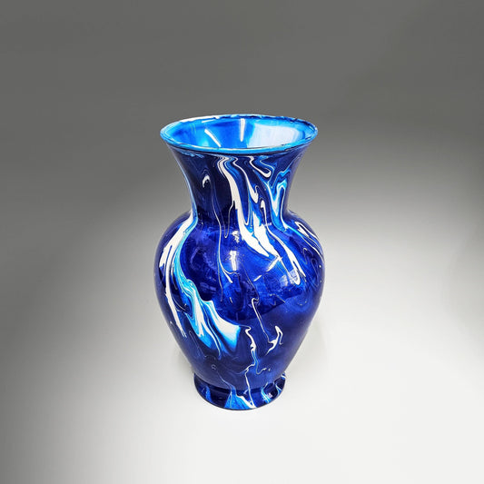 Electric Blue and White Glass Art Vase | Unique Home Décor Gift Ideas
