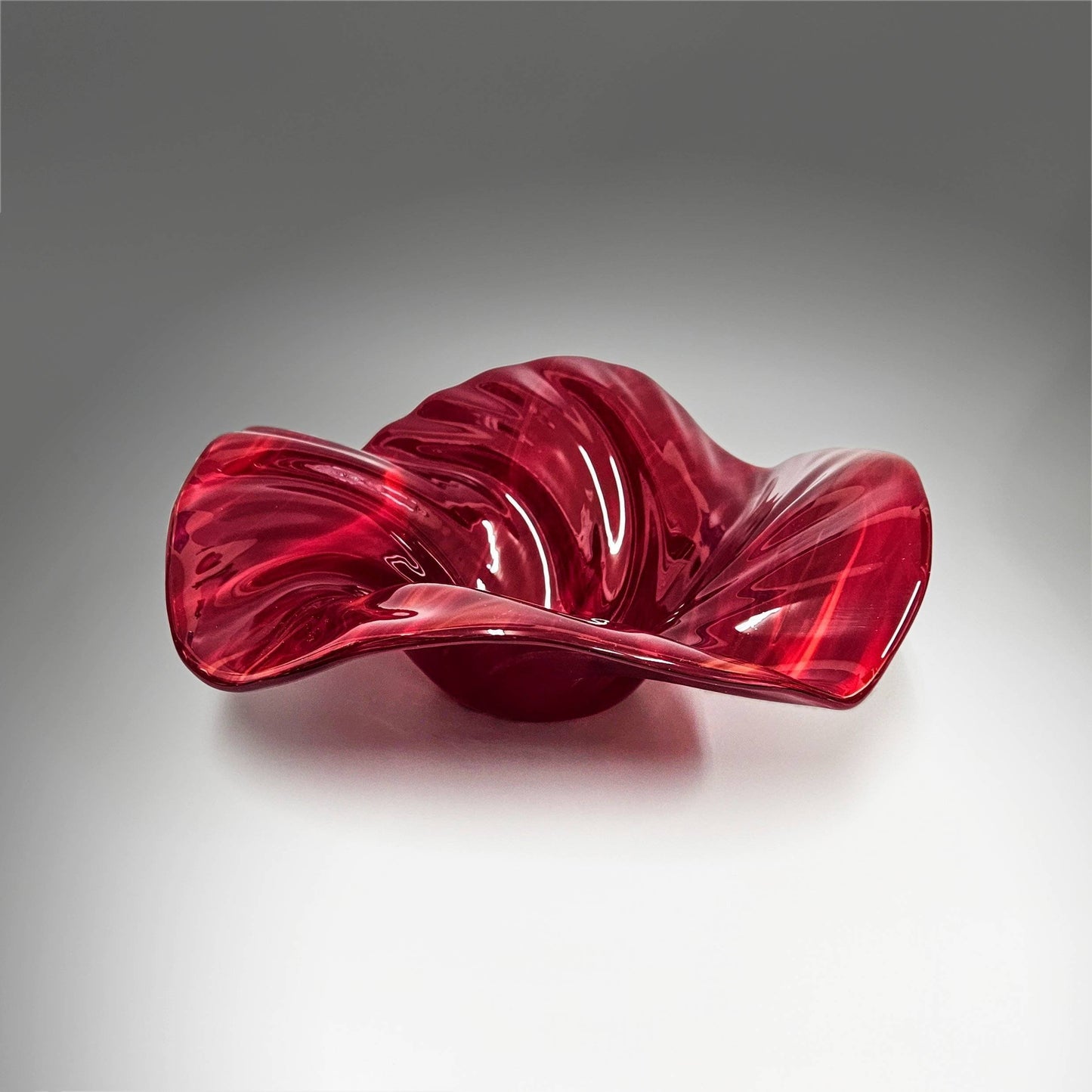 Glass Wave Bowl in Dark Red