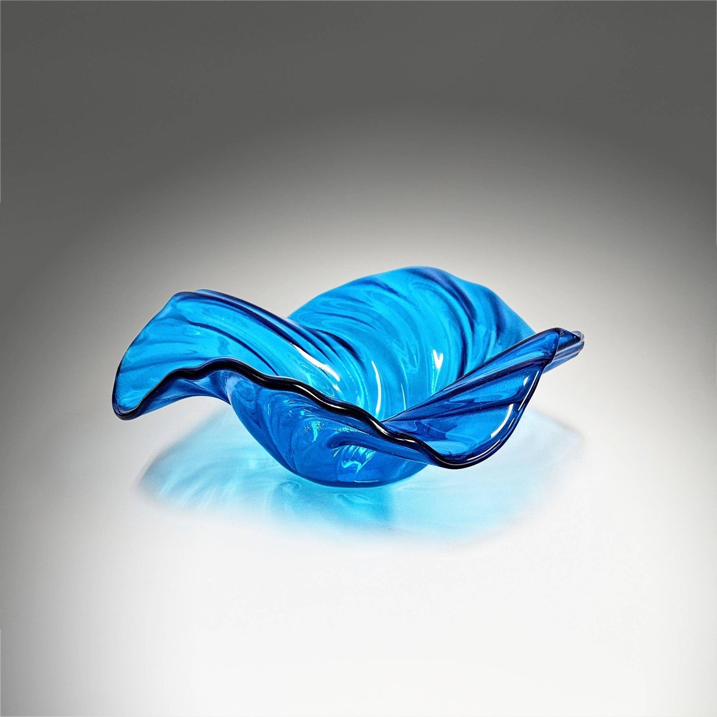 Glass Art Wave Bowl in Turquoise Blue