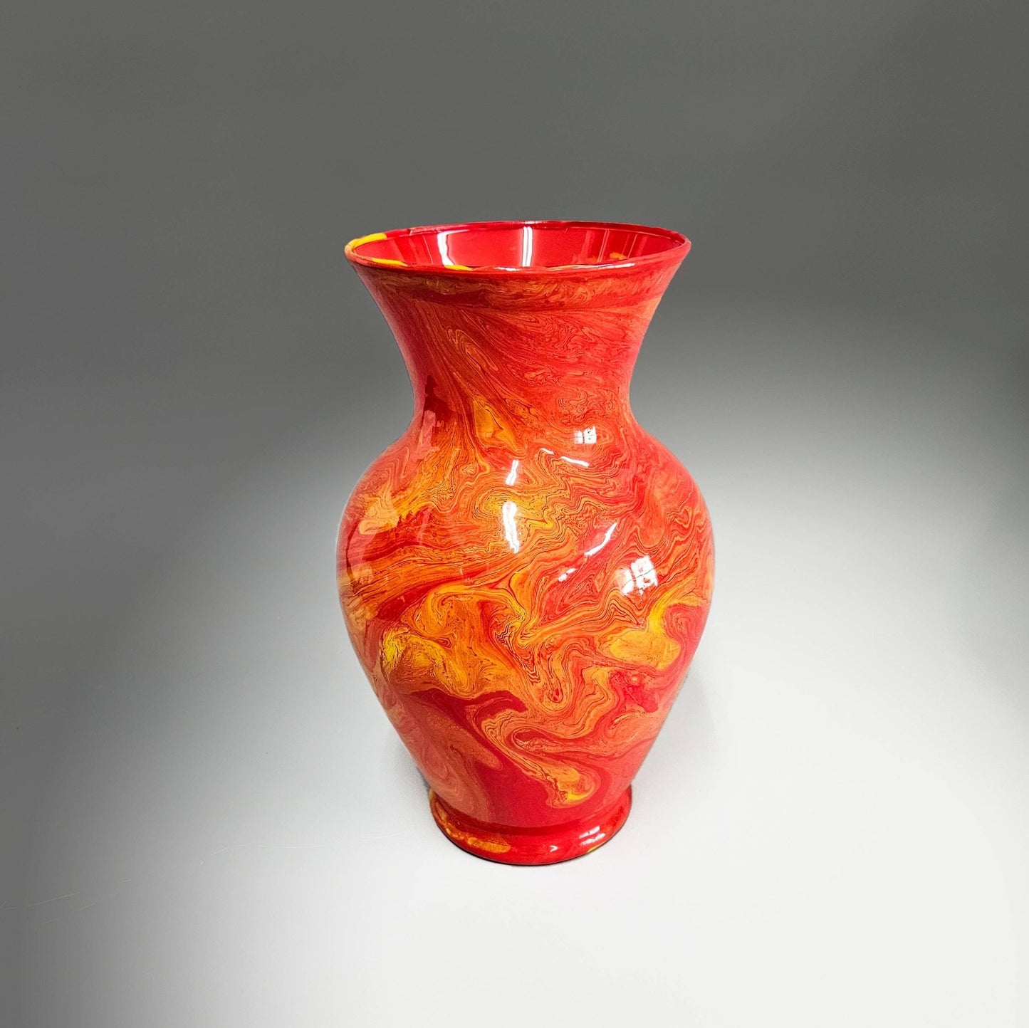 Fall Colors Painted Vase in Red Orange Yellow