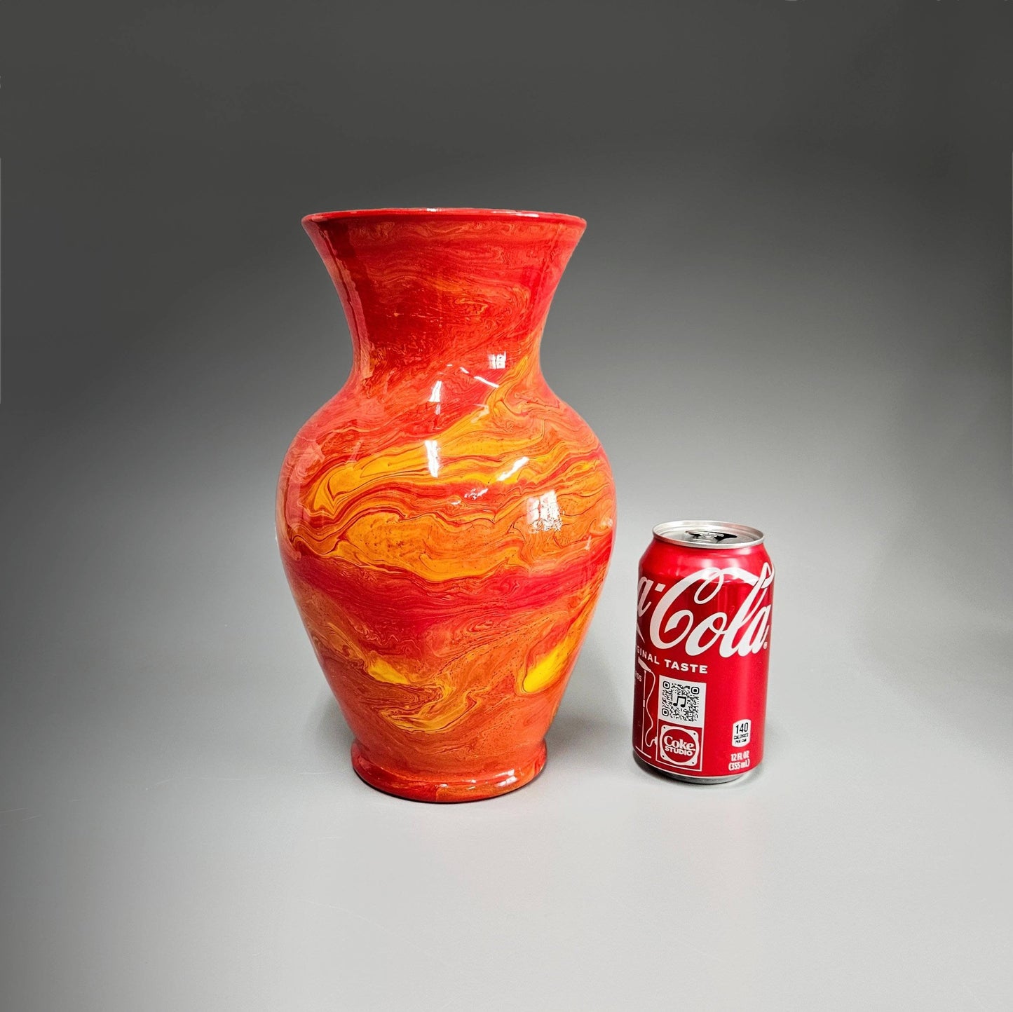 Fall Colors Painted Vase in Red Orange Yellow