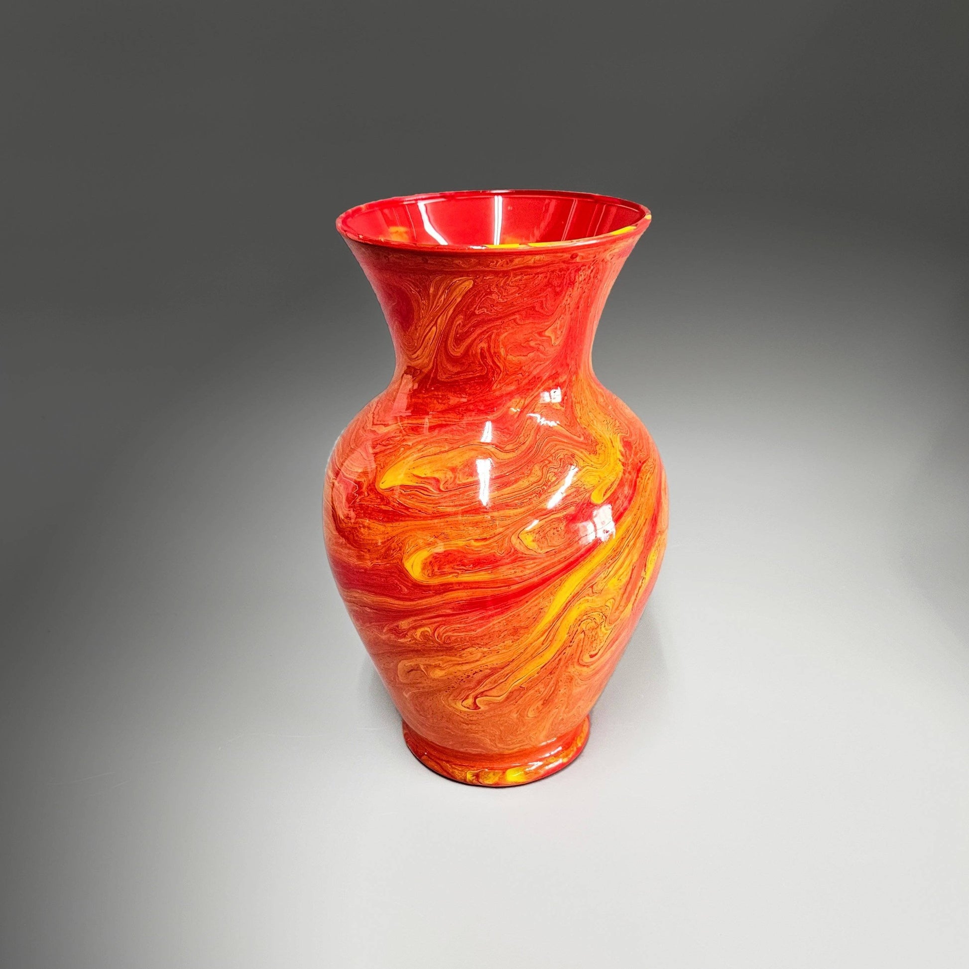 Fall Colors Painted Vase in Red Orange Yellow | Centerpiece Gift Ideas