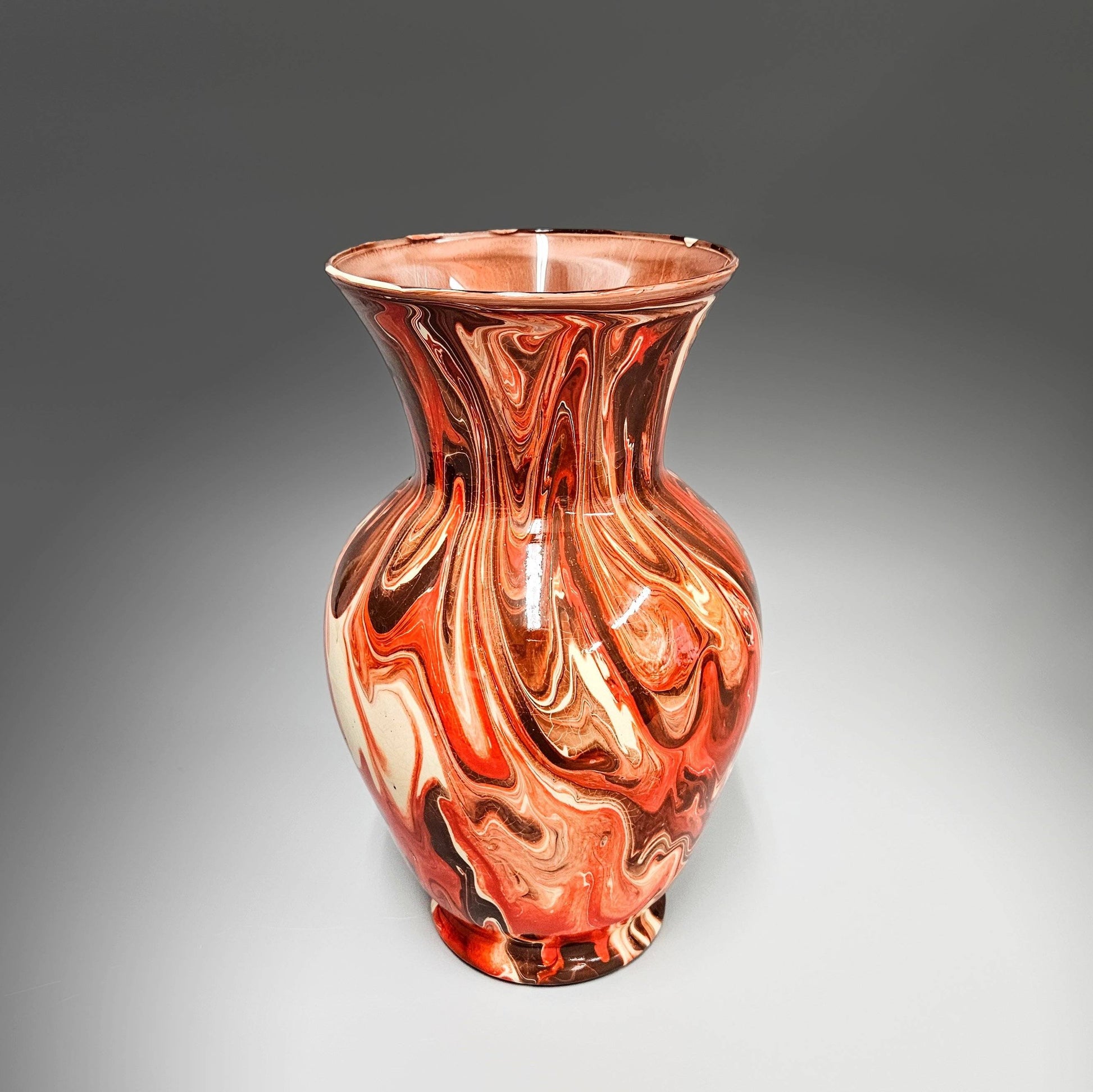 Fall Colors Painted Vase in Orange Brown Ivory | Glass Art Gift Ideas