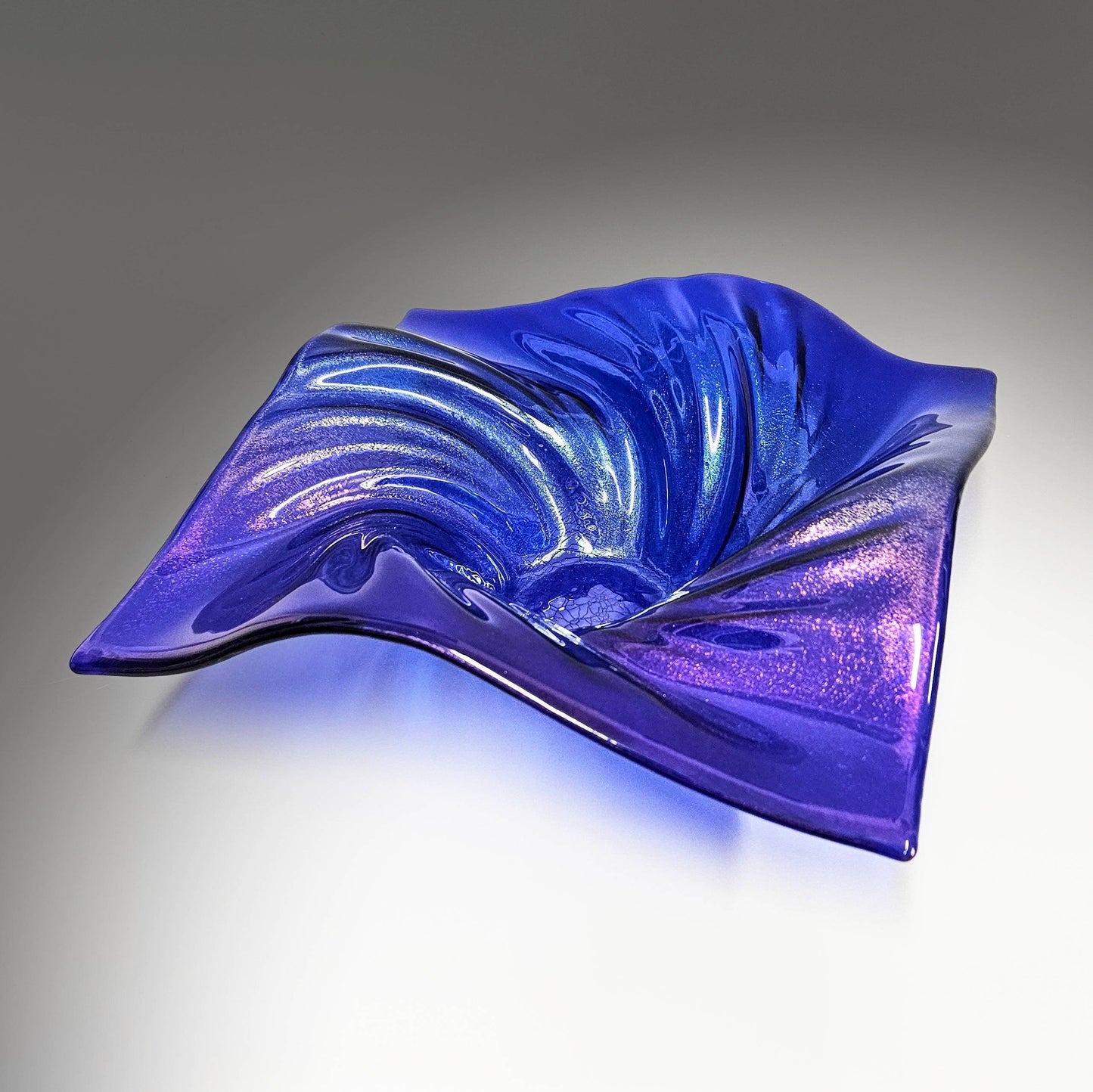 Blue Iridescent Wave Bowl | Oil Slick Glass | Unique Gift Ideas